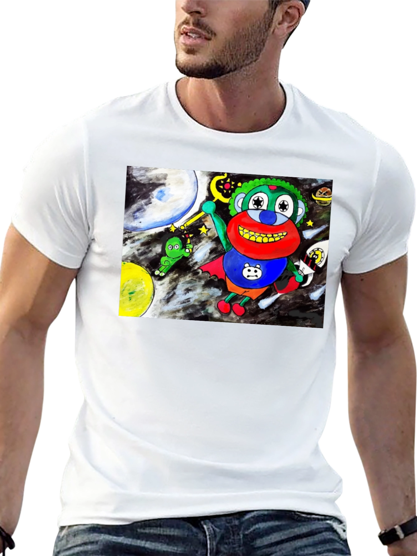 Black Cartoon Graphic Tee: Space Adventure view 13