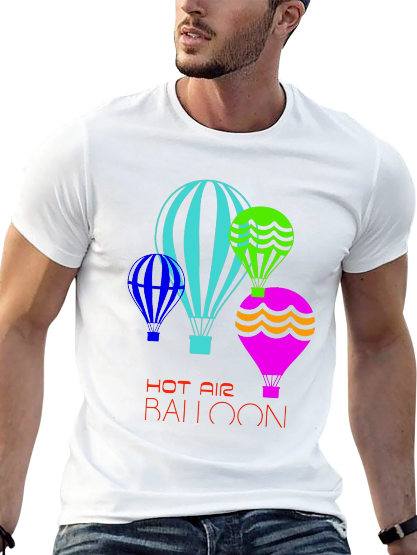 Black Fun Hot Air Balloon Graphic T-Shirt view 13