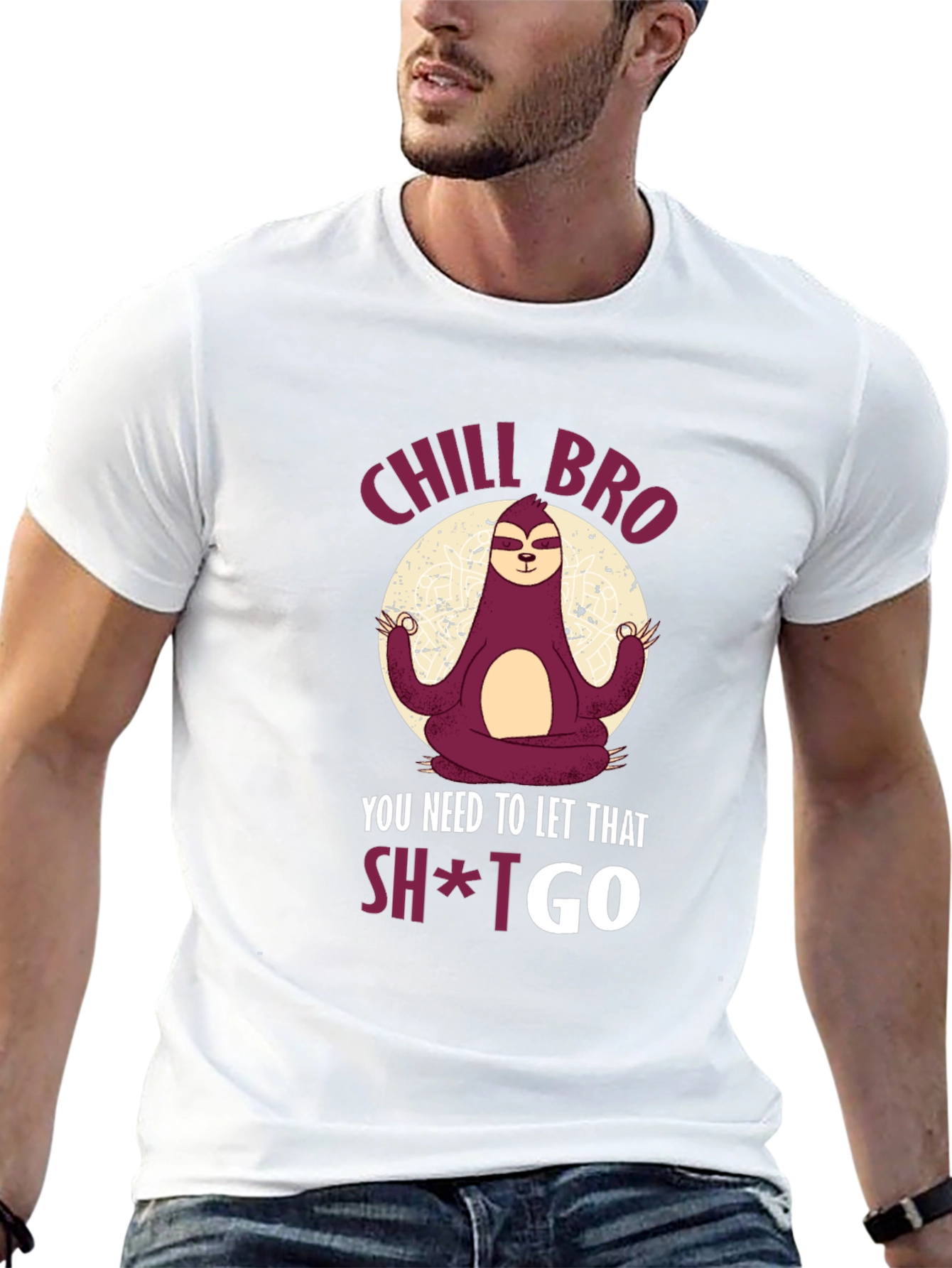 Black Chill Bro Sloth Meditation T-Shirt view 13
