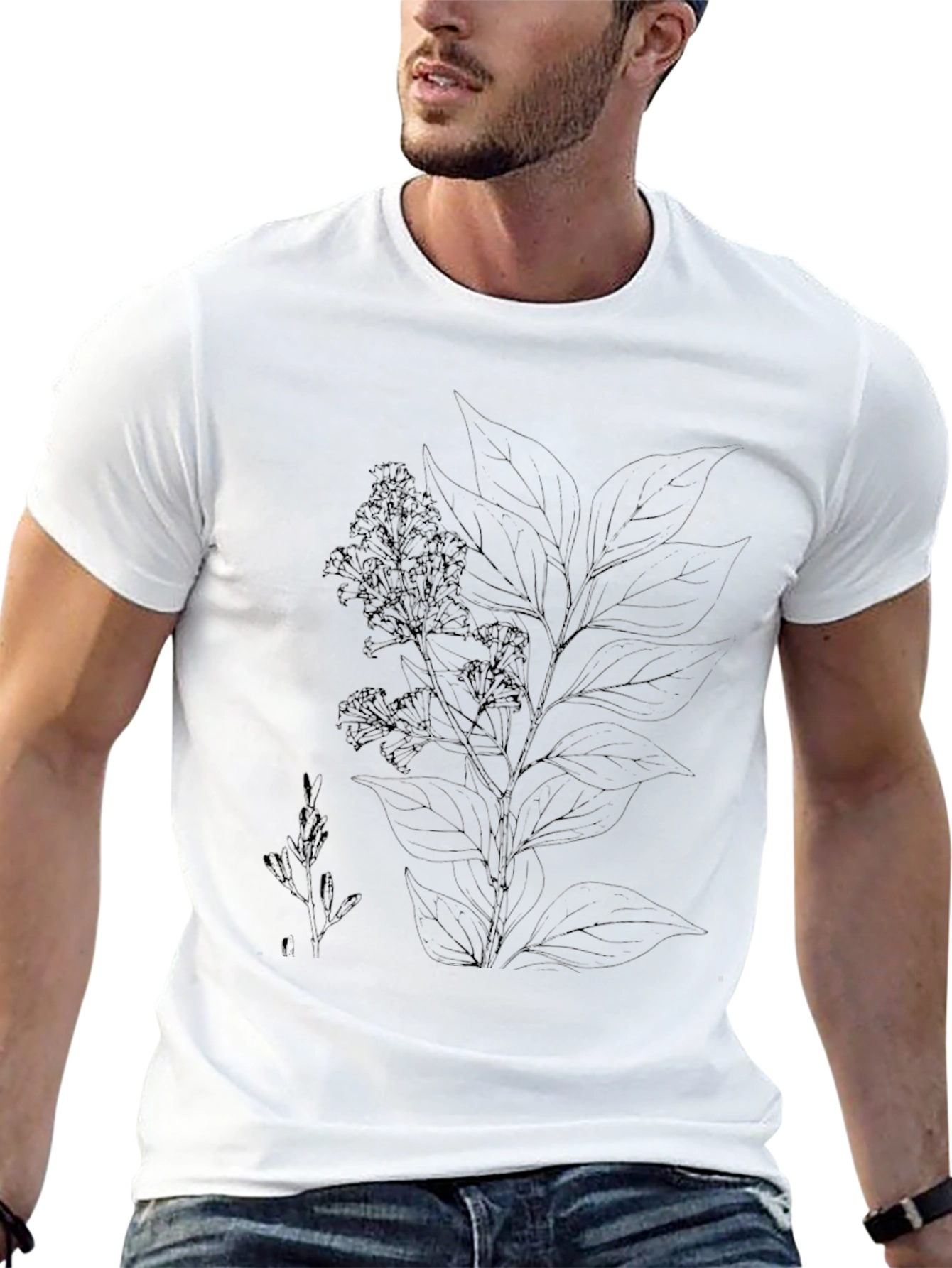 Black Botanical Print Black T-Shirt view 13