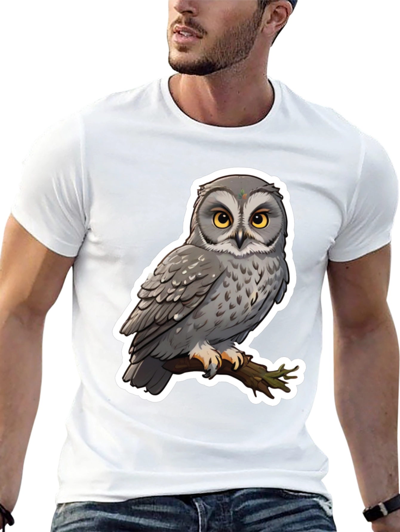 Black Owl Graphic Print Black T-Shirt view 13