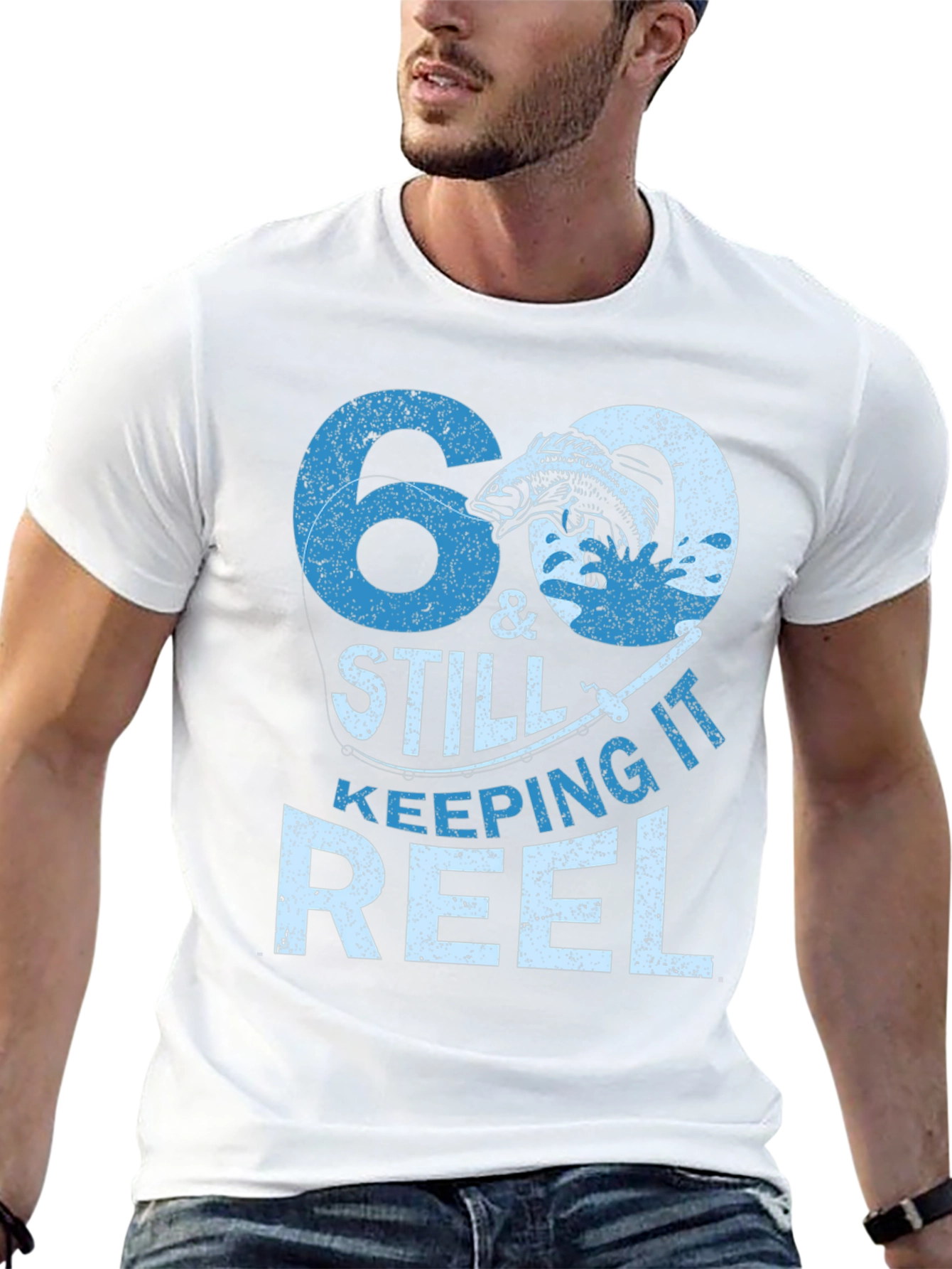 Black 60 & Still Keeping It Reel Fishing T-Shirt view 13