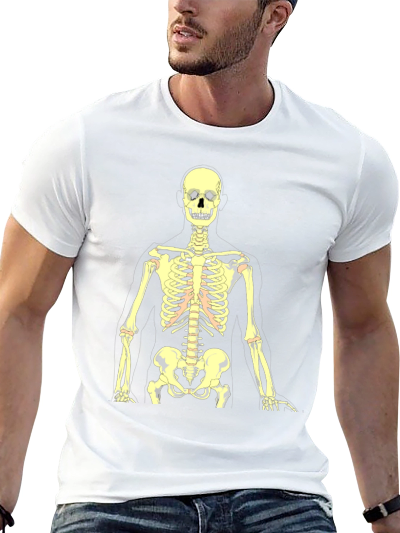 Black Skeleton Graphic Tee - Black Cotton Halloween Shirt view 13