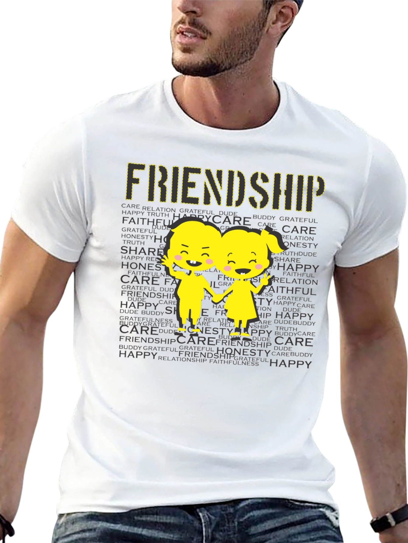 Black Friendship Graphic Print T-Shirt view 13