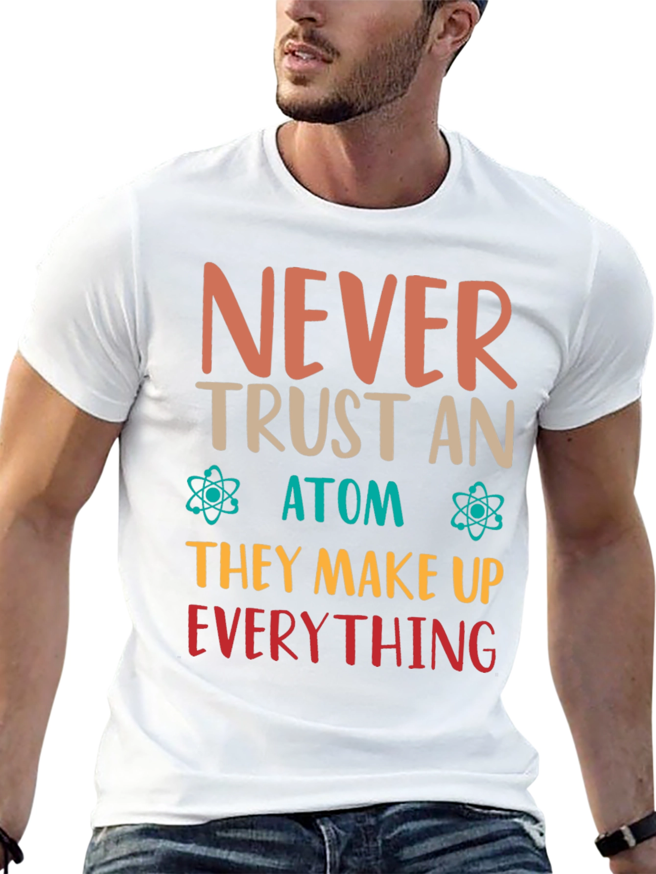 Black Never Trust An Atom Graphic Tee - Funny Science T-Shirt view 13