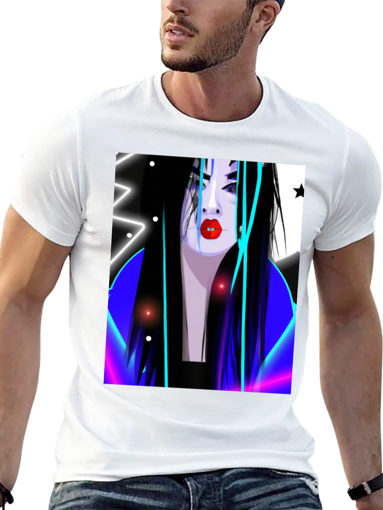 Black Neon Geisha Graphic T-Shirt - Stylish Urban Wear view 13