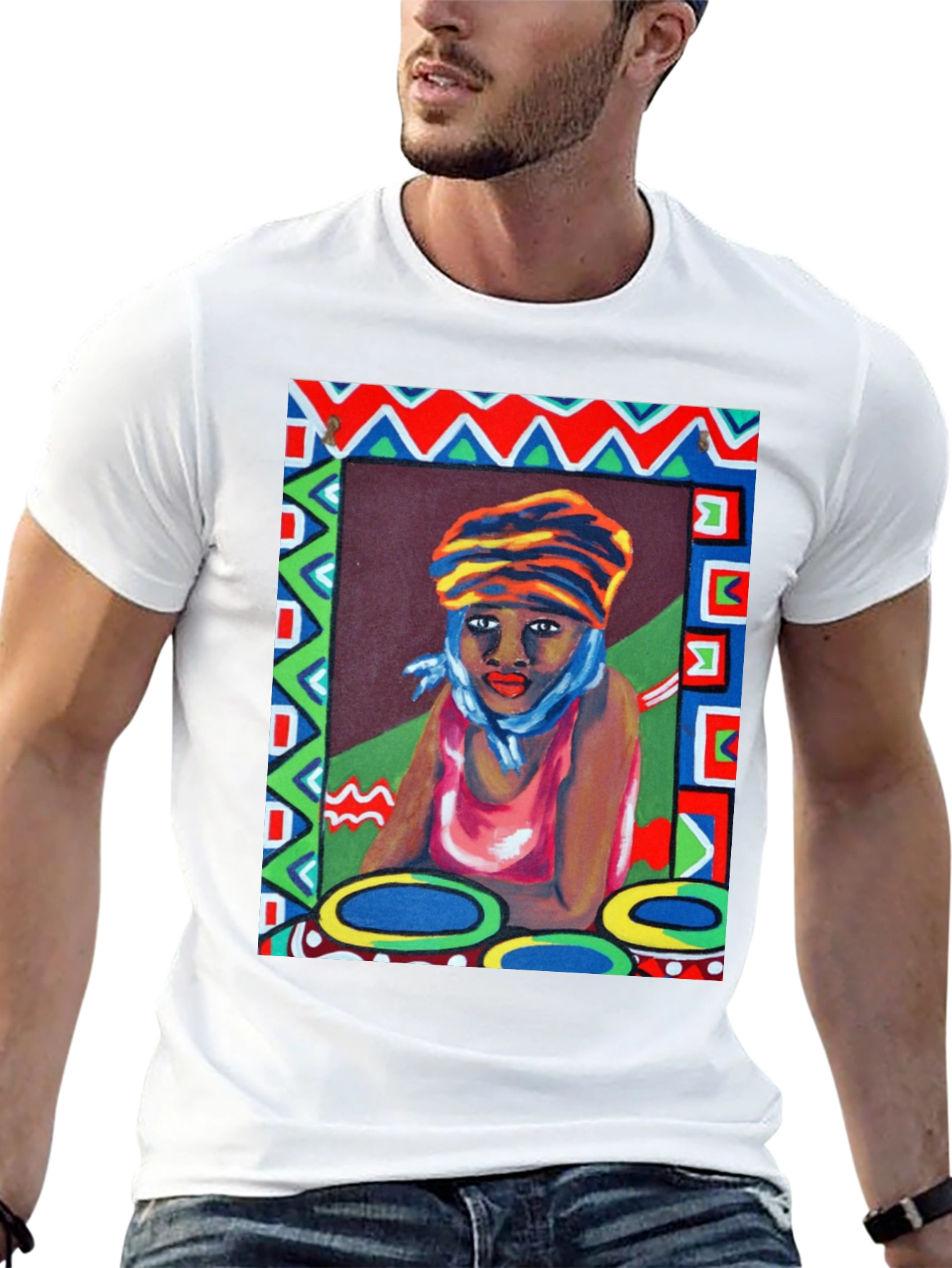 Black Artistic Woman Portrait Graphic T-Shirt view 13