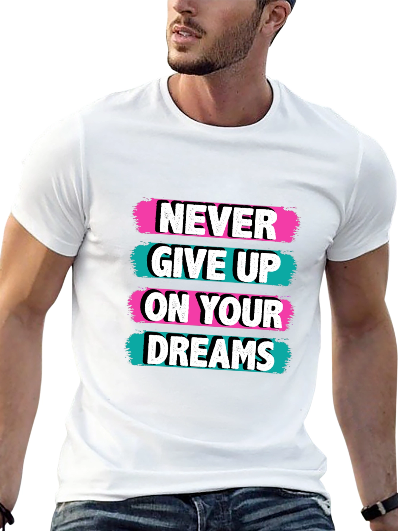 Black Never Give Up On Your Dreams Black T-Shirt view 13