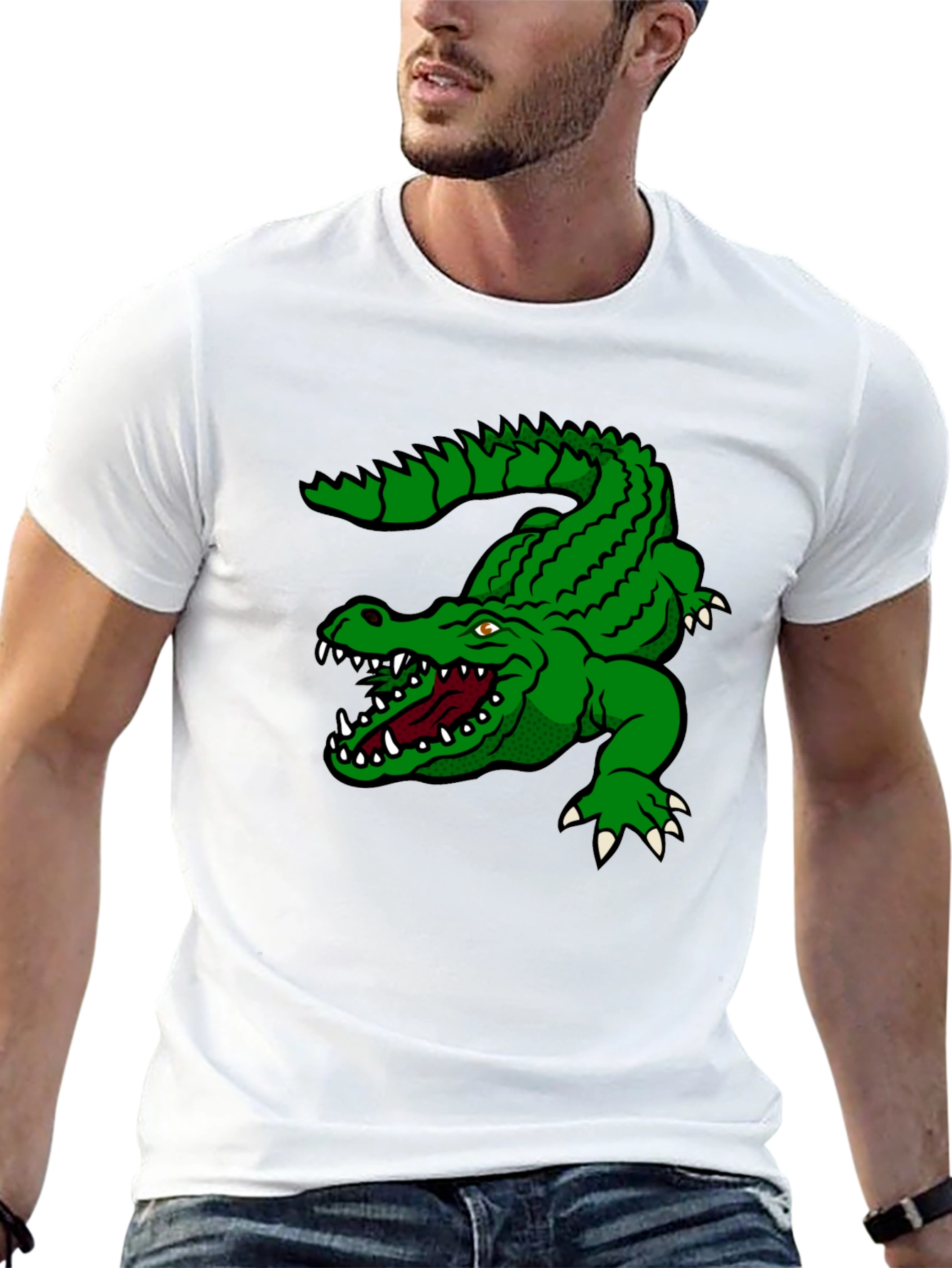 Black Alligator Graphic Tee - Black Cotton T-Shirt view 13