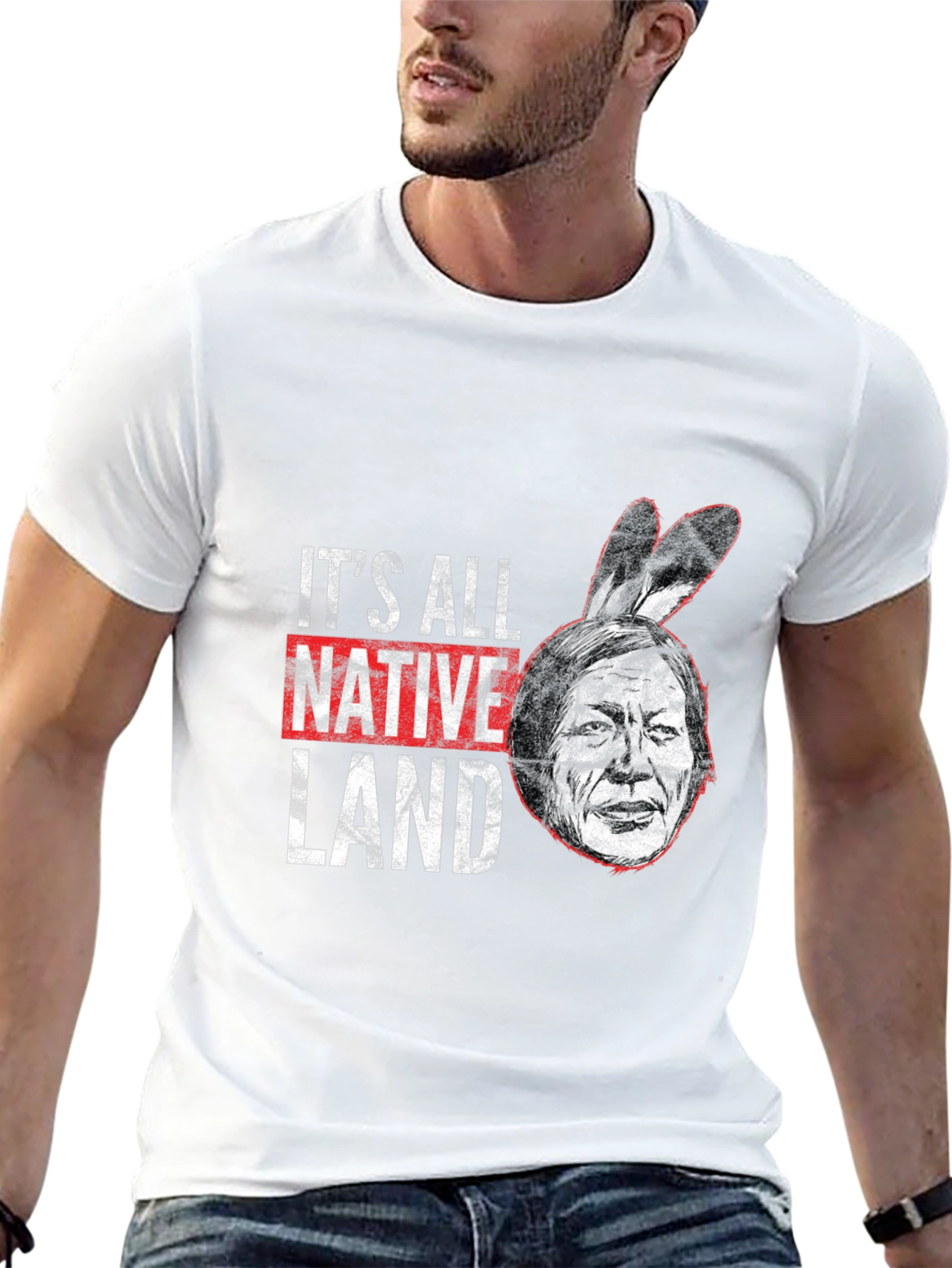 Black It's All Native Land T-Shirt view 13