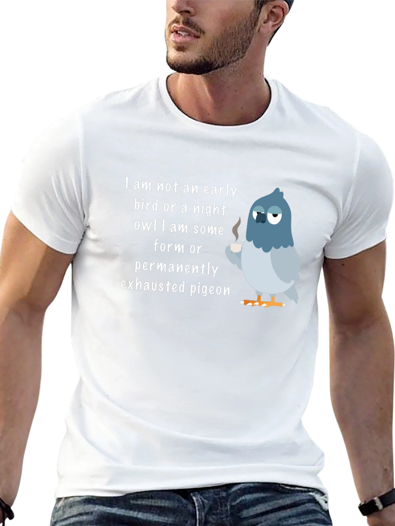Black Exhausted Pigeon T-Shirt - Funny Bird Lover Tee view 13