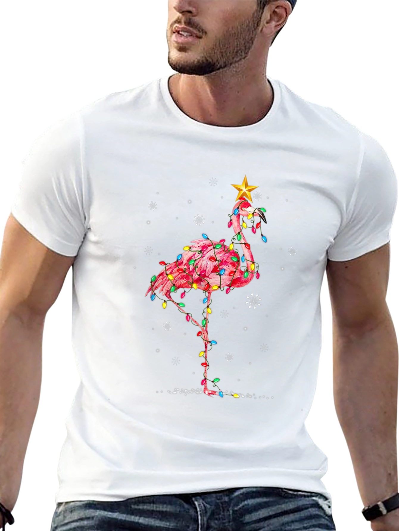 Black Festive Flamingo T-Shirt view 13