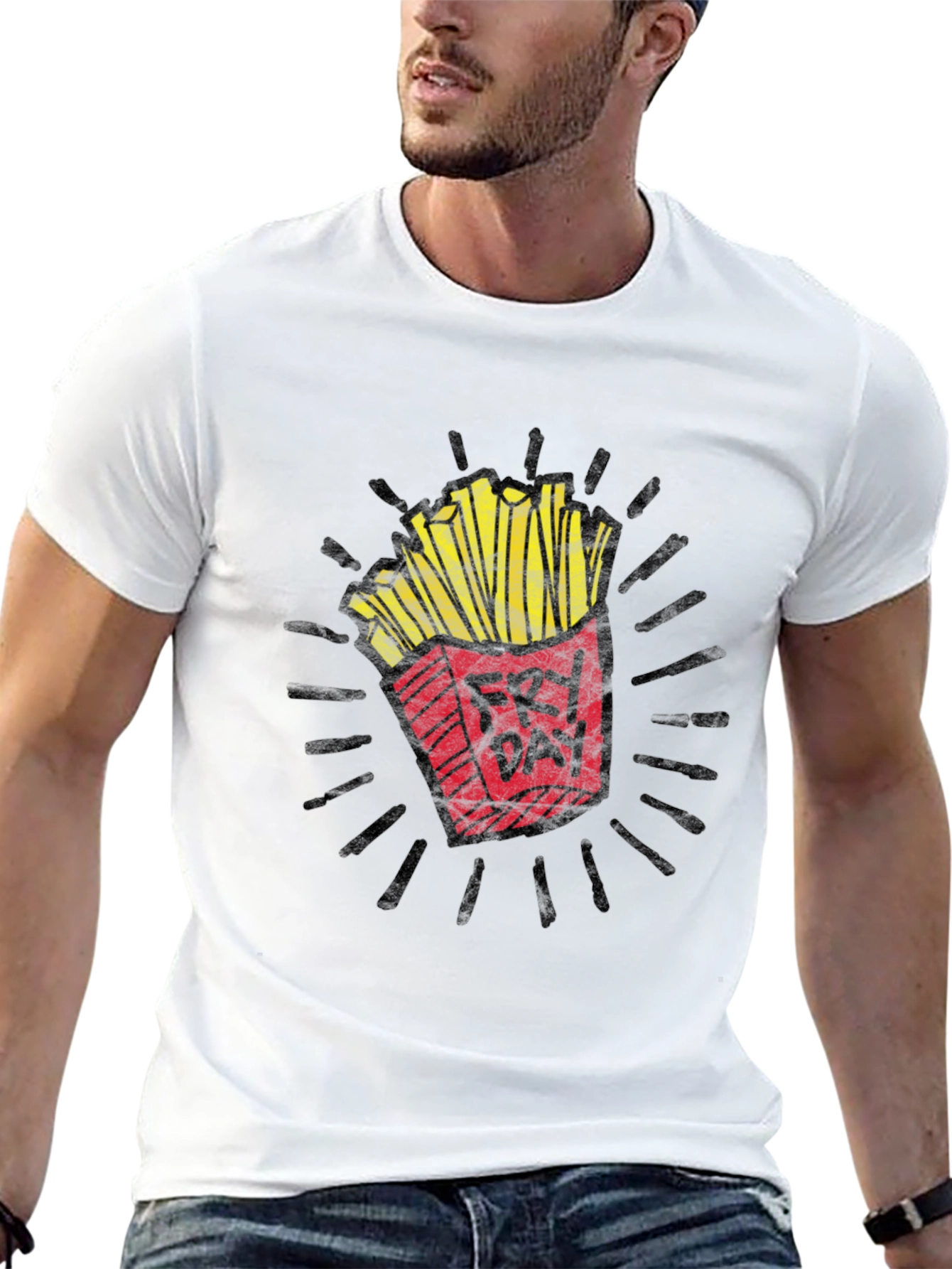 Black Fry Day Graphic T-Shirt - Unisex Crew Neck Tee view 13
