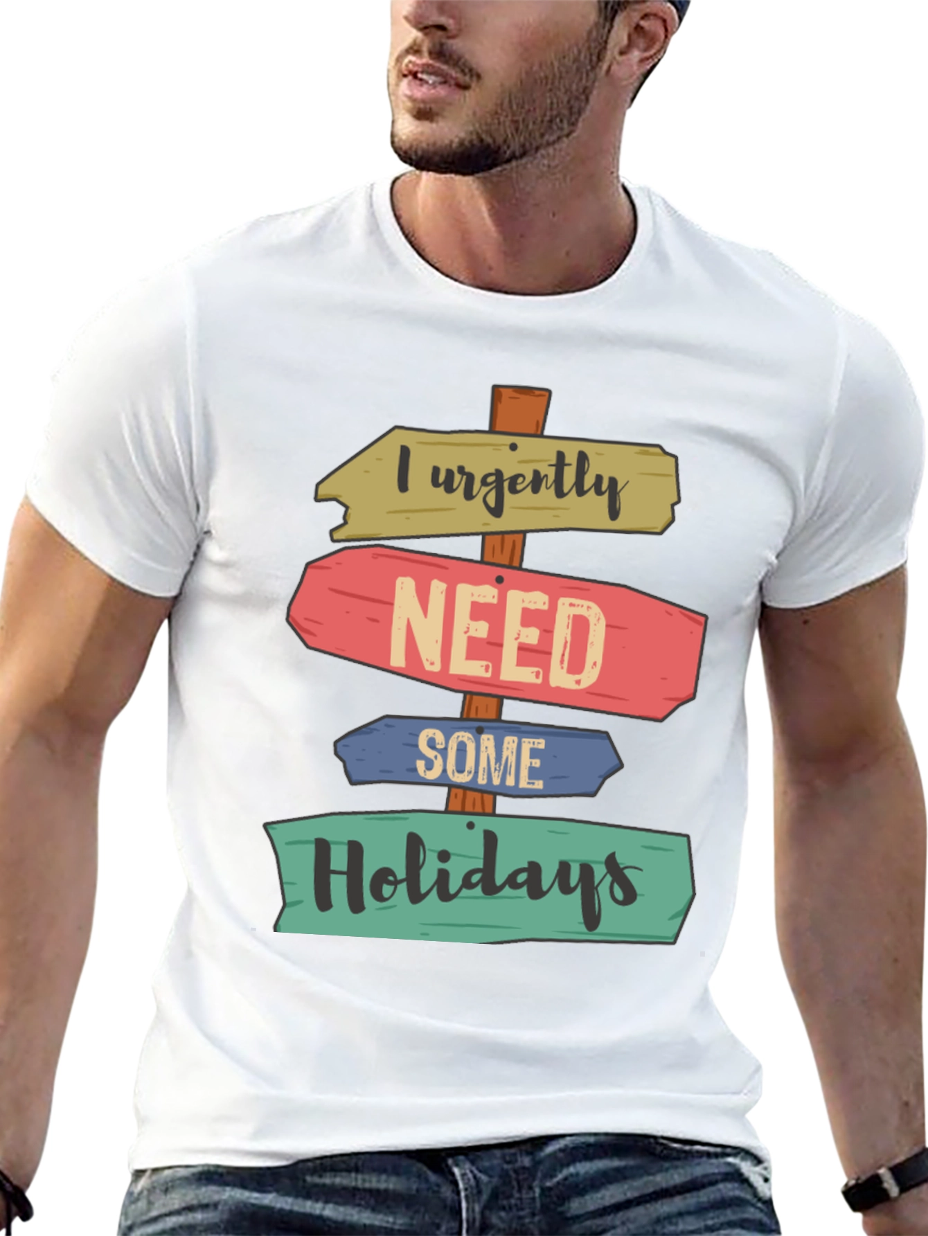 Black I Urgently Need Some Holidays T-Shirt view 13