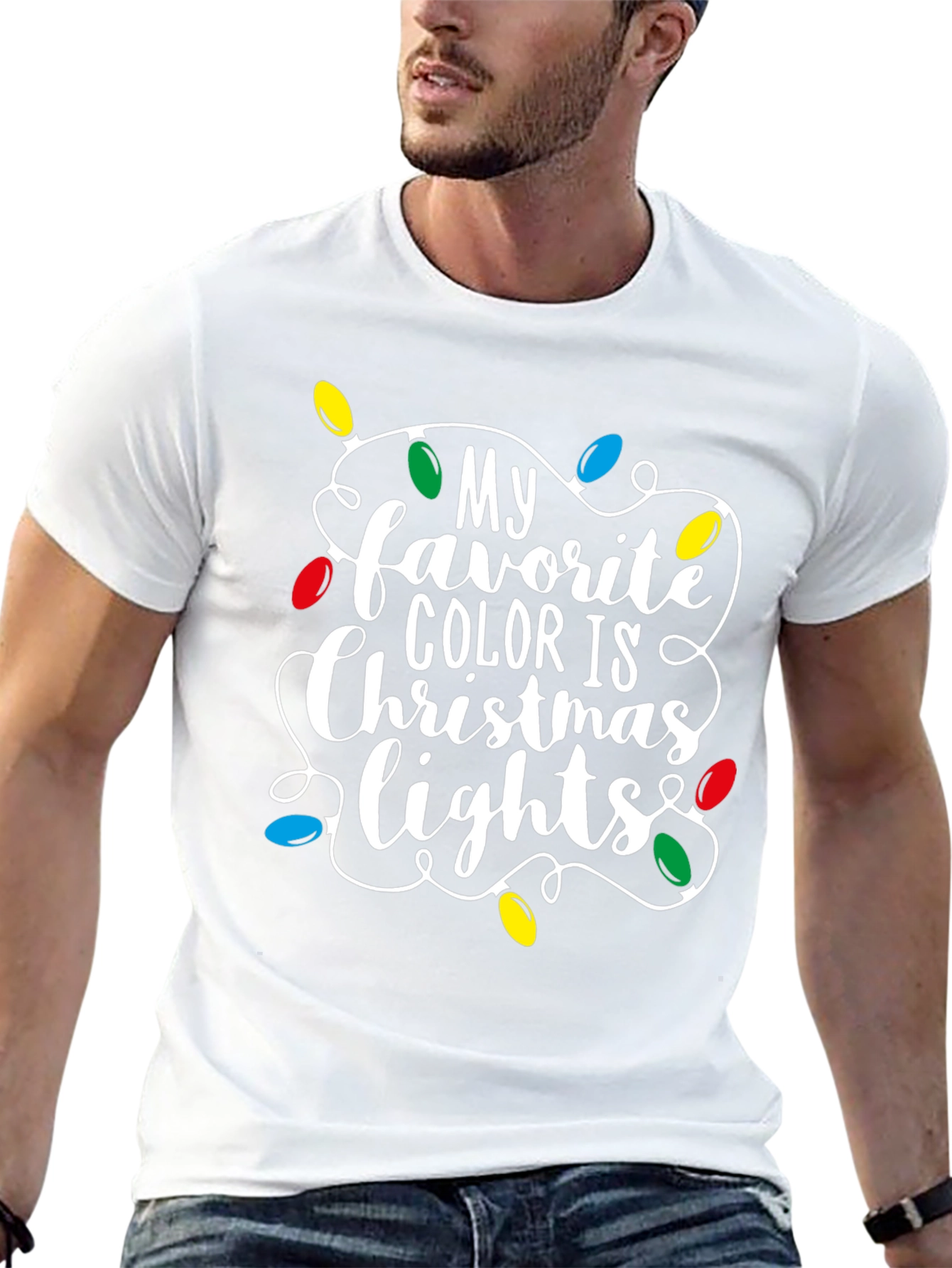 Black Christmas Lights Graphic Tee view 13