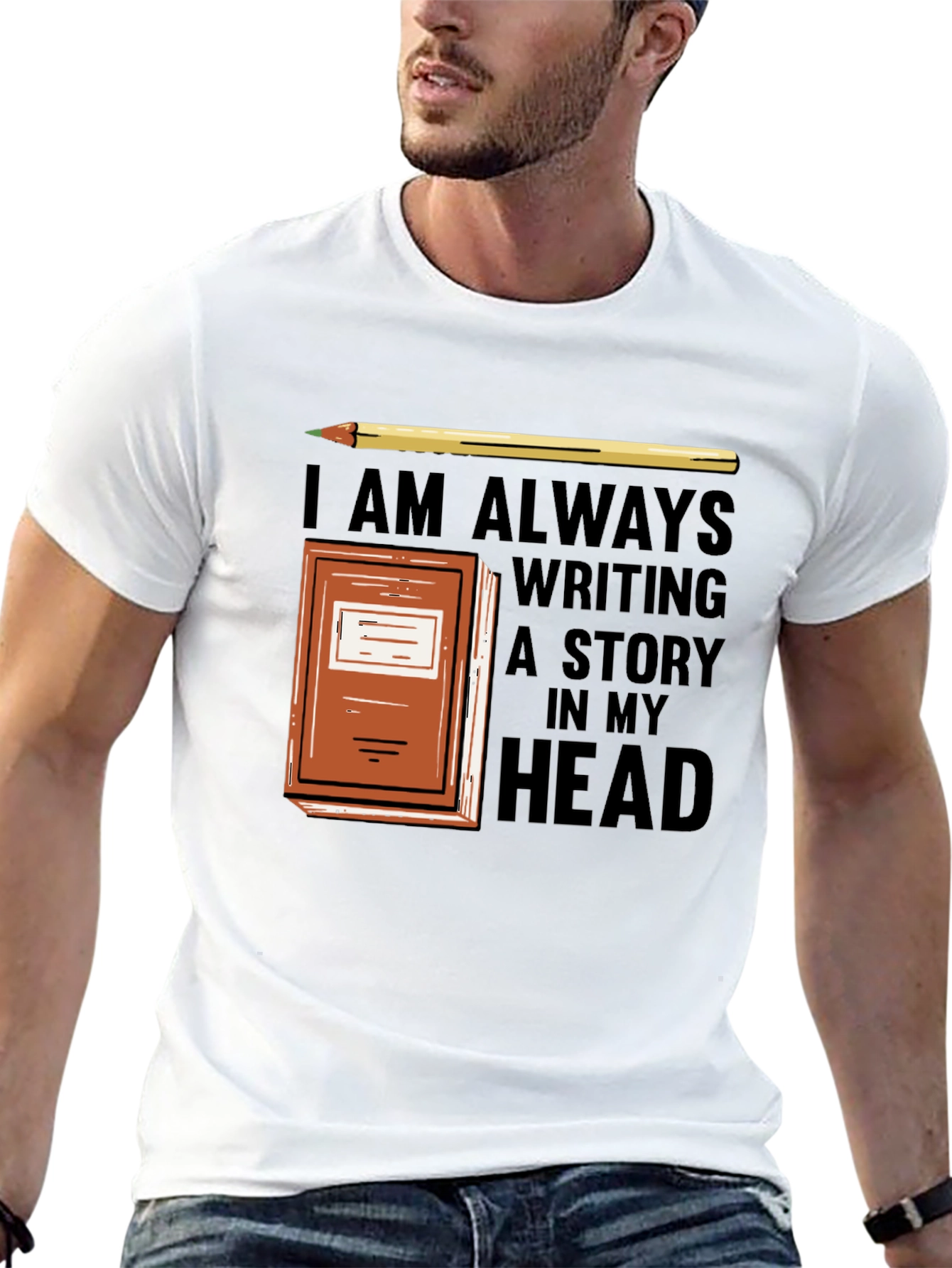 Black Writer's T-Shirt: Always Writing a Story in My Head view 13