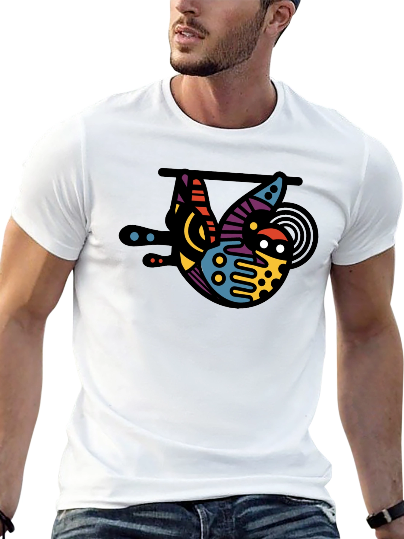 Black Abstract Sloth Graphic T-Shirt view 13