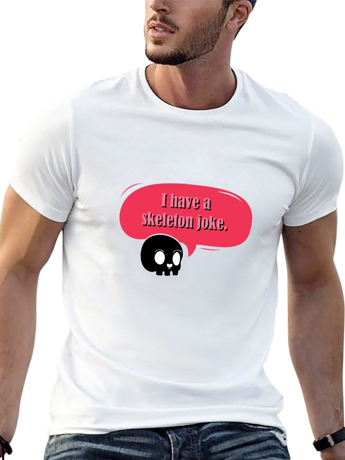 Black Skeleton Joke T-Shirt - Black, Graphic Tee view 13