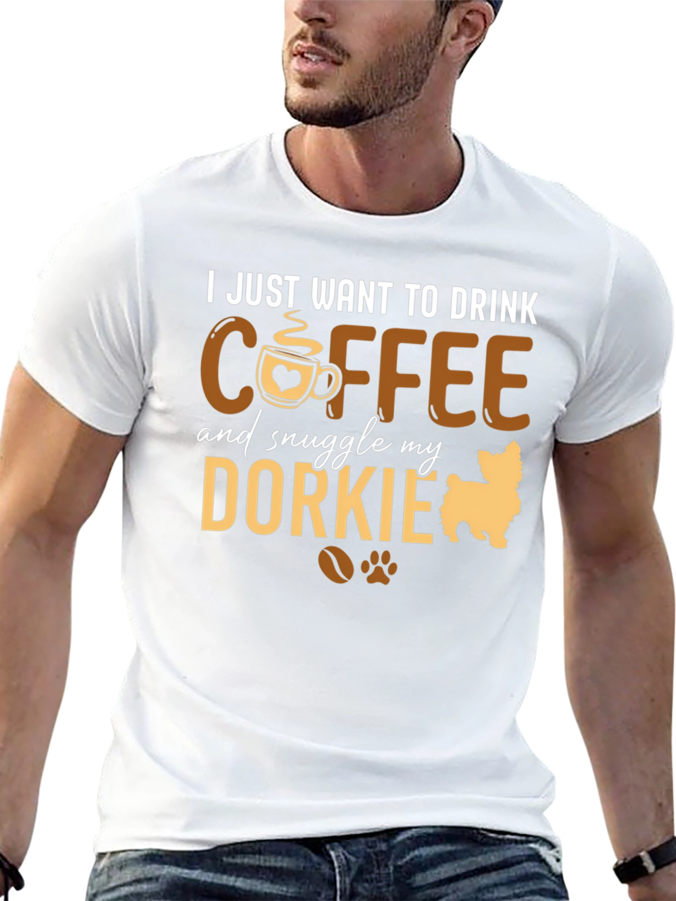 Black Coffee & Dorkie Dog Lover T-Shirt view 13