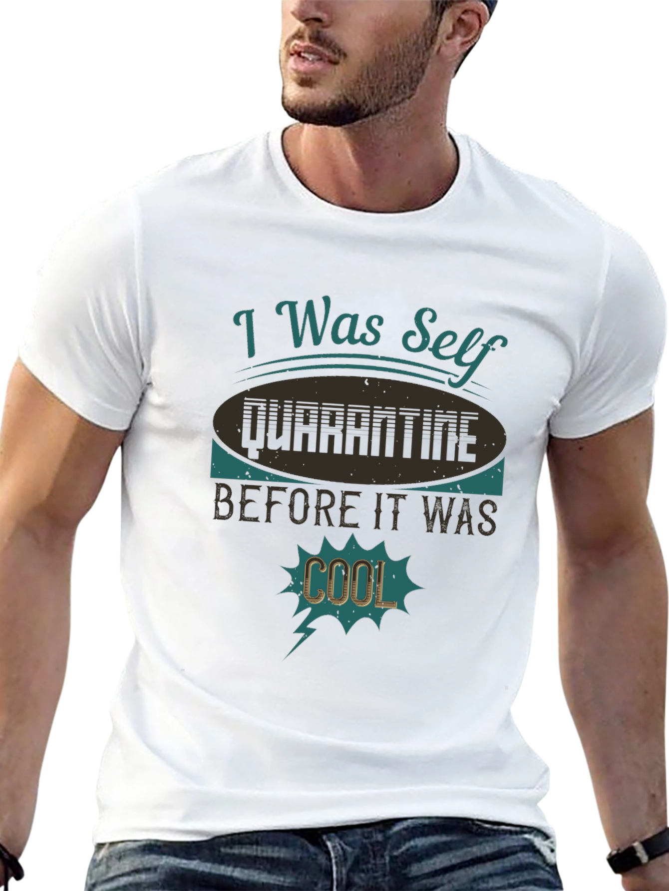 Black I Was Self Quarantine Cool T-Shirt view 13