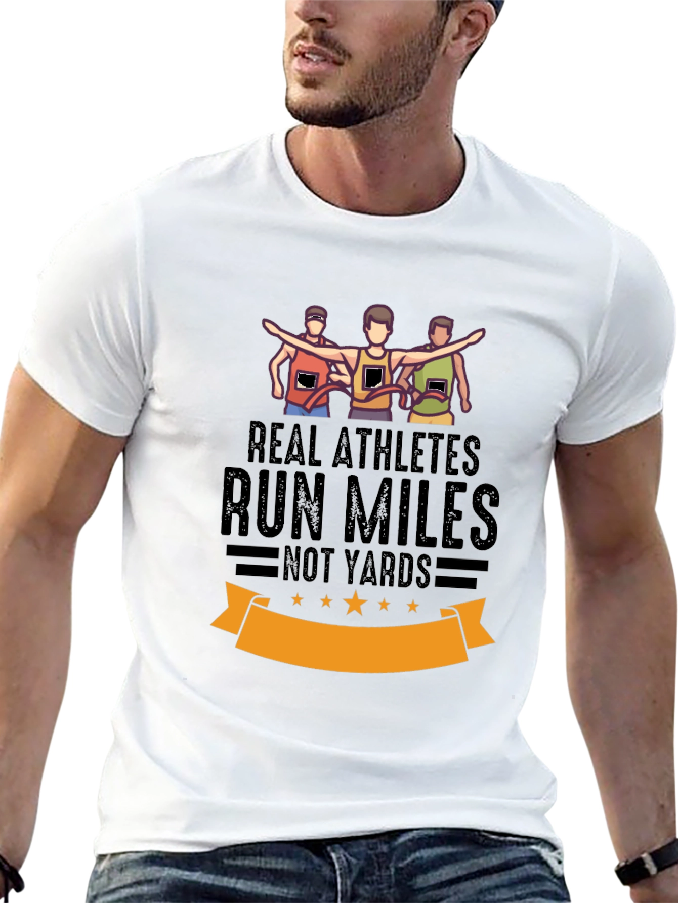Real Athletes Run Miles Black T-Shirt - 13