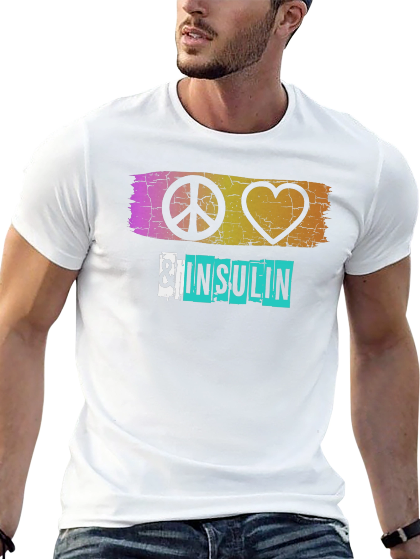 Black Peace Love & Insulin T-Shirt - Diabetes Awareness view 13