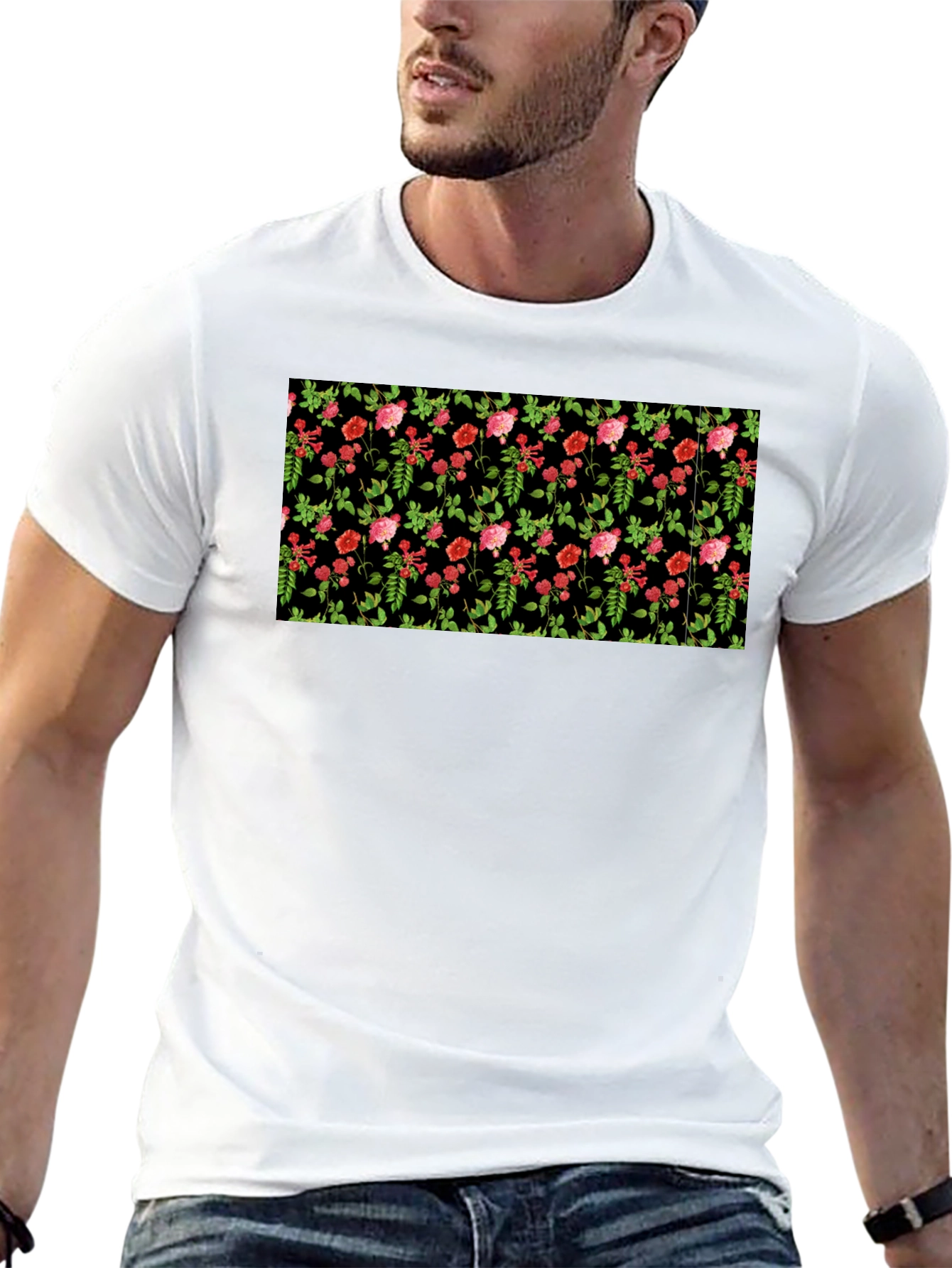Black Floral Black T-Shirt view 13