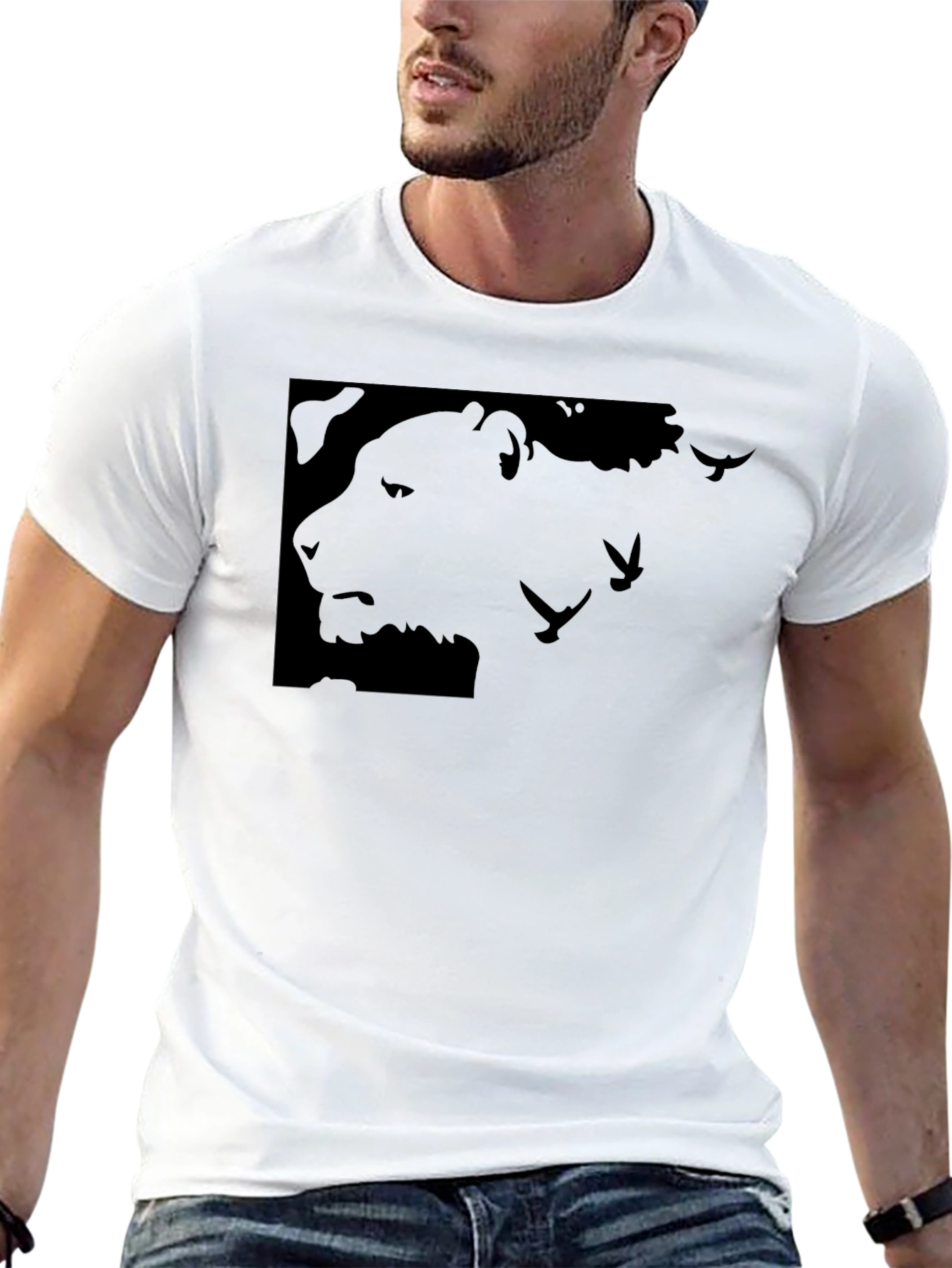 Black Lion Silhouette Graphic T-Shirt view 13