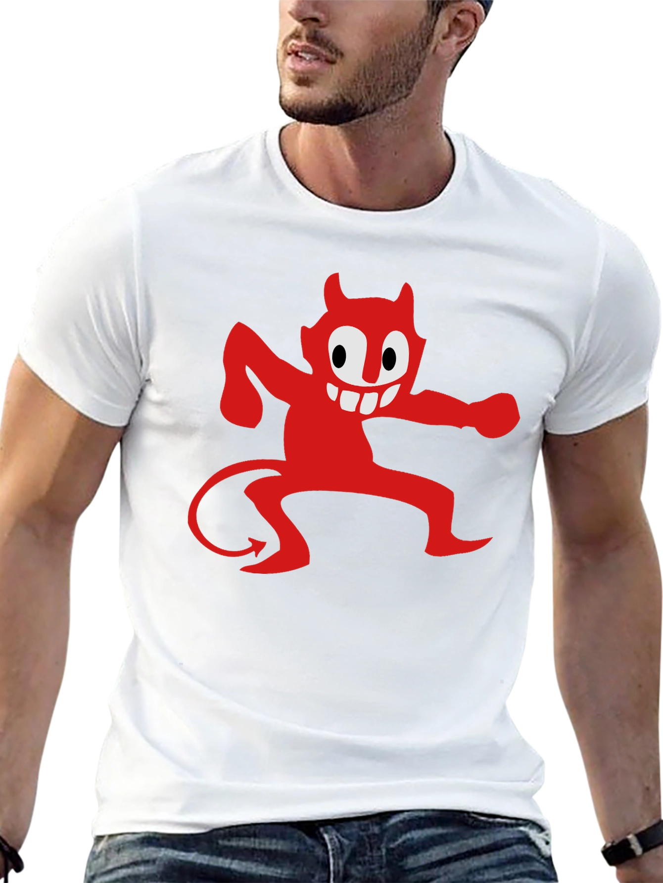 Black Cartoon Devil Graphic Tee - Mens Black T-Shirt view 13
