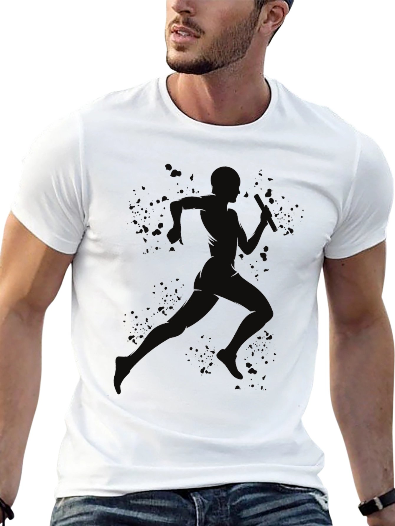 Black Men's Black Running Silhouette Graphic Tee view 13