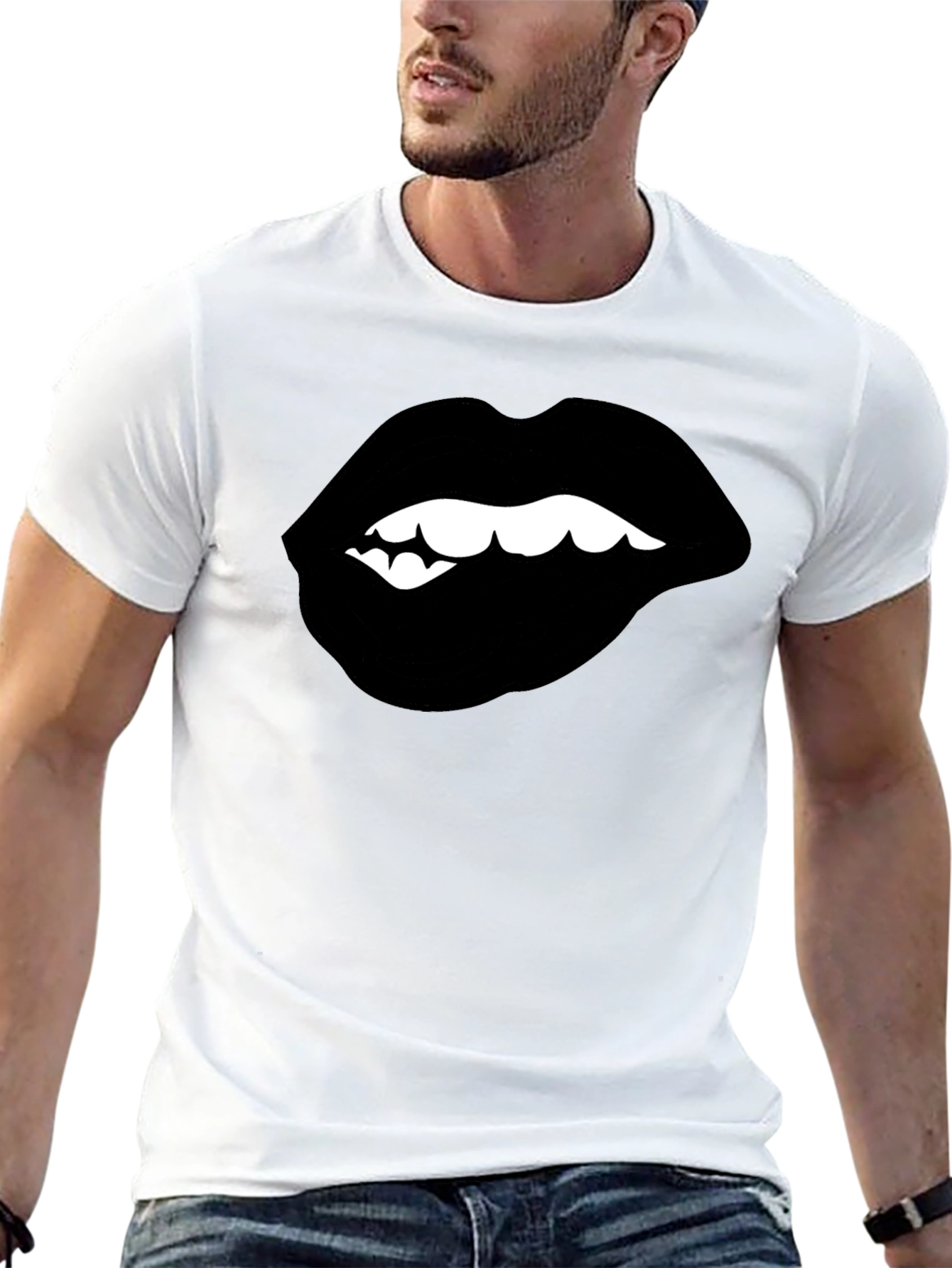 Black Biting Lips Graphic Tee - Modern Streetwear view 13