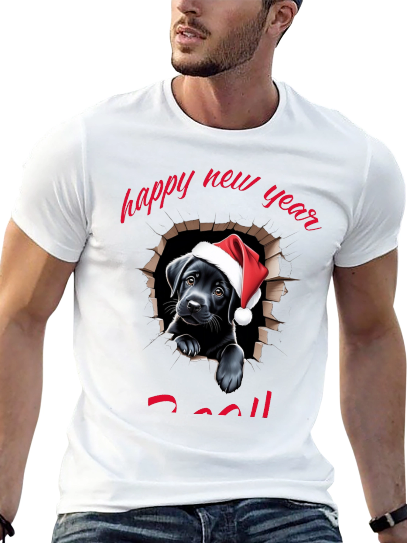 Black Happy New Year Dog T-Shirt view 13
