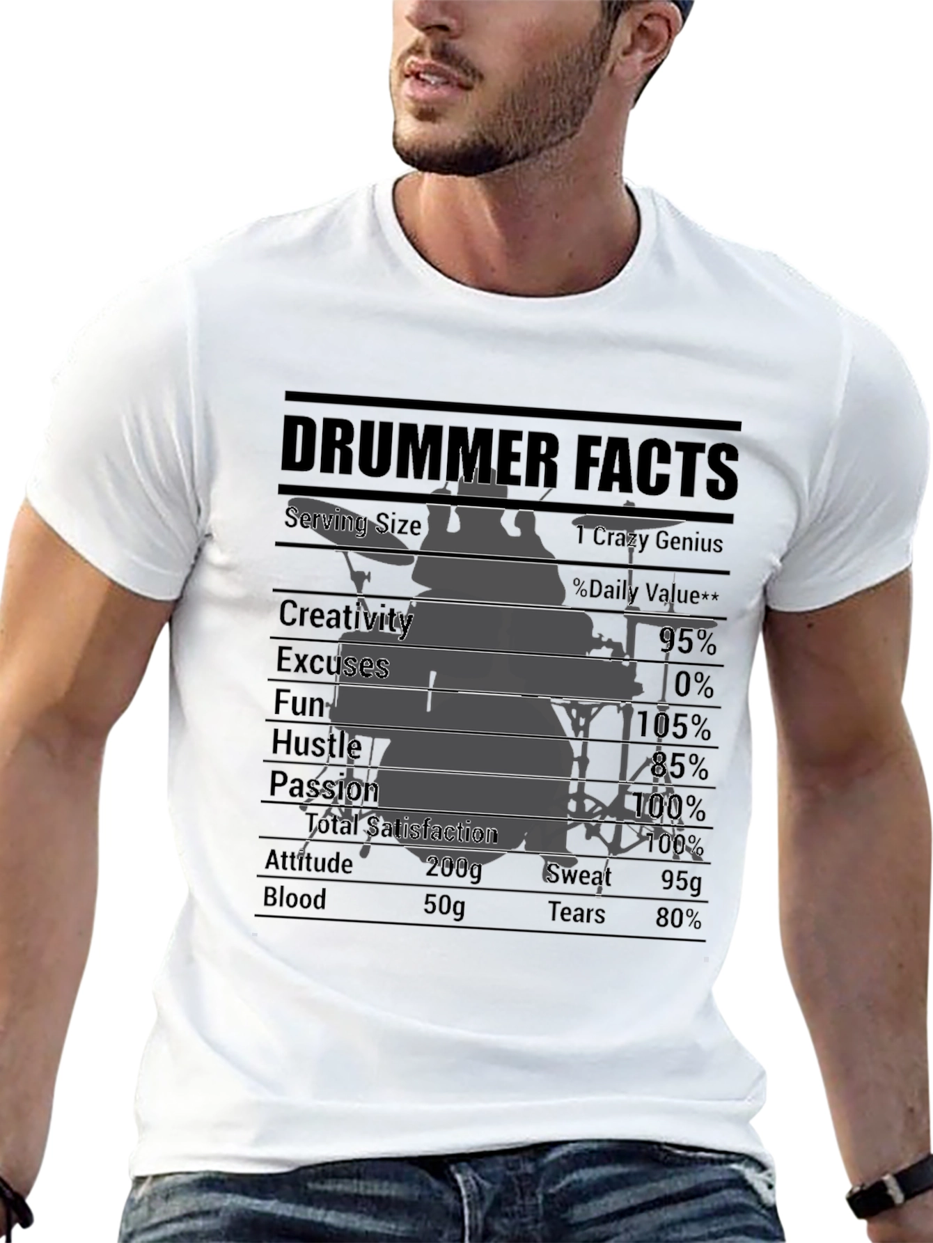 Black Drummer Facts T-Shirt: Crazy Genius Percussion Tee view 13