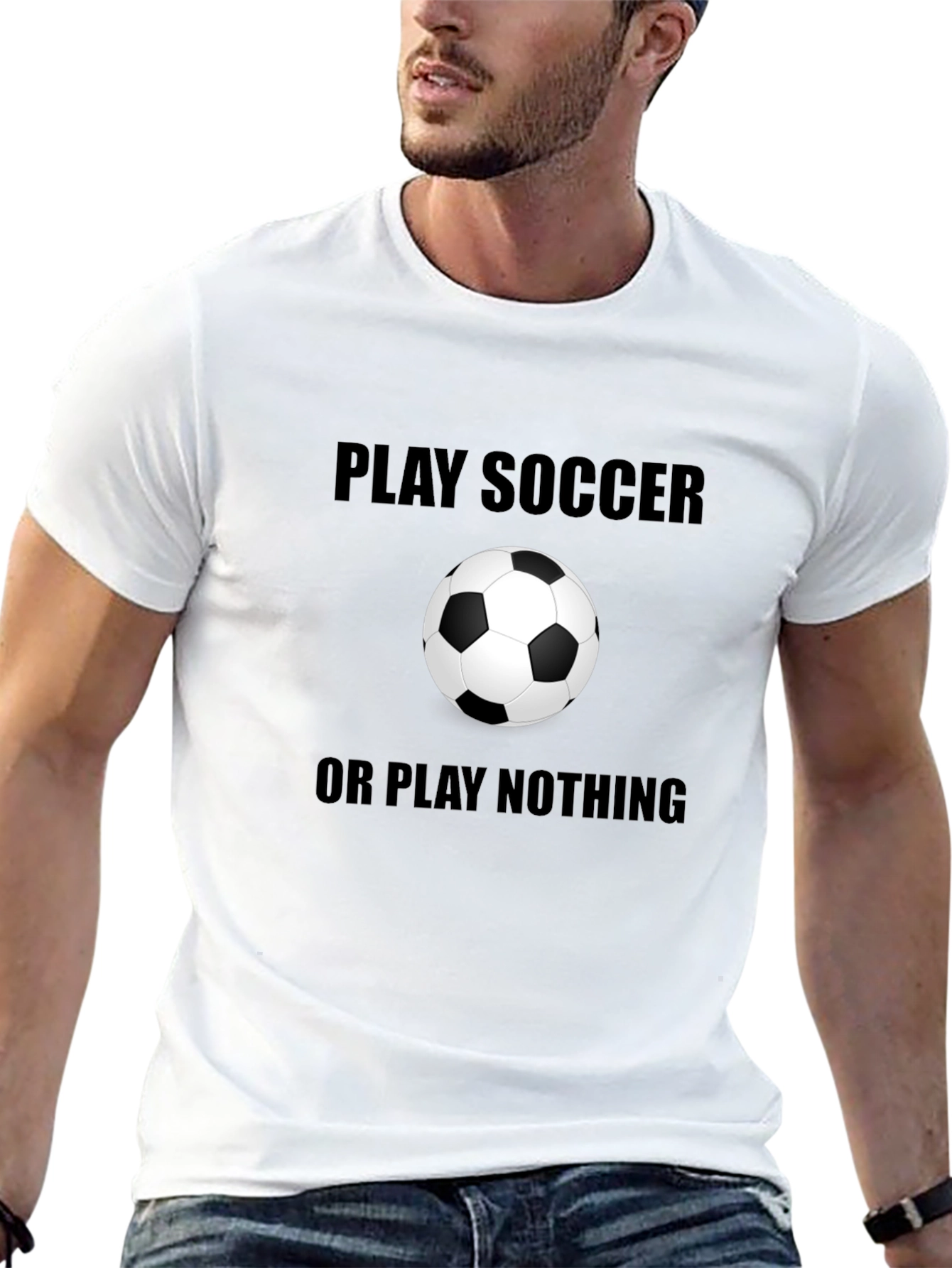 Black Play Soccer or Play Nothing T-Shirt view 13