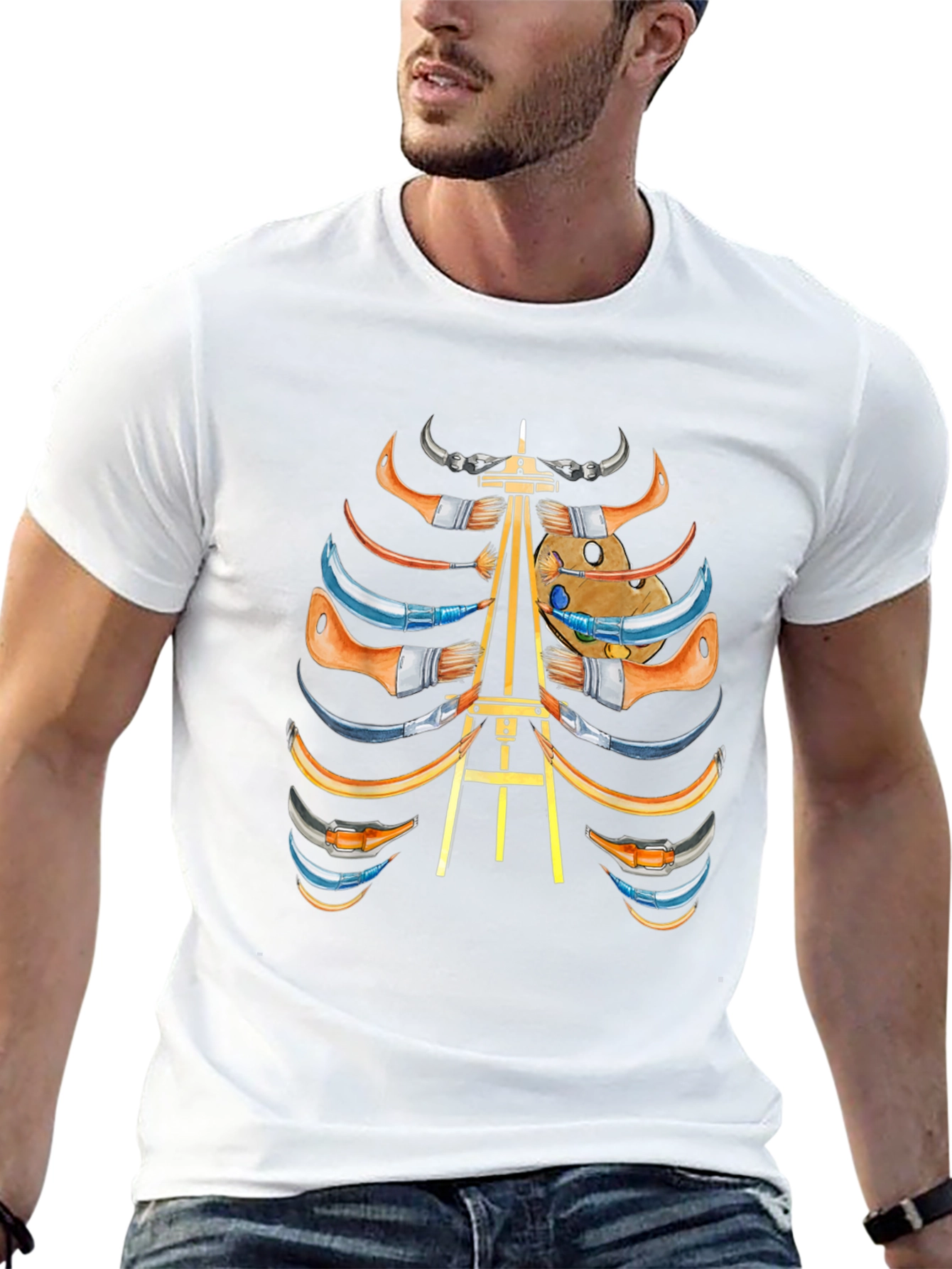 Black Artist Skeleton Ribcage Graphic Tee view 13