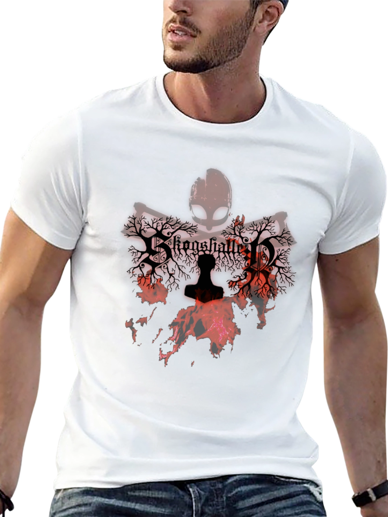 Black Shadowy Alien Graphic T-Shirt view 13