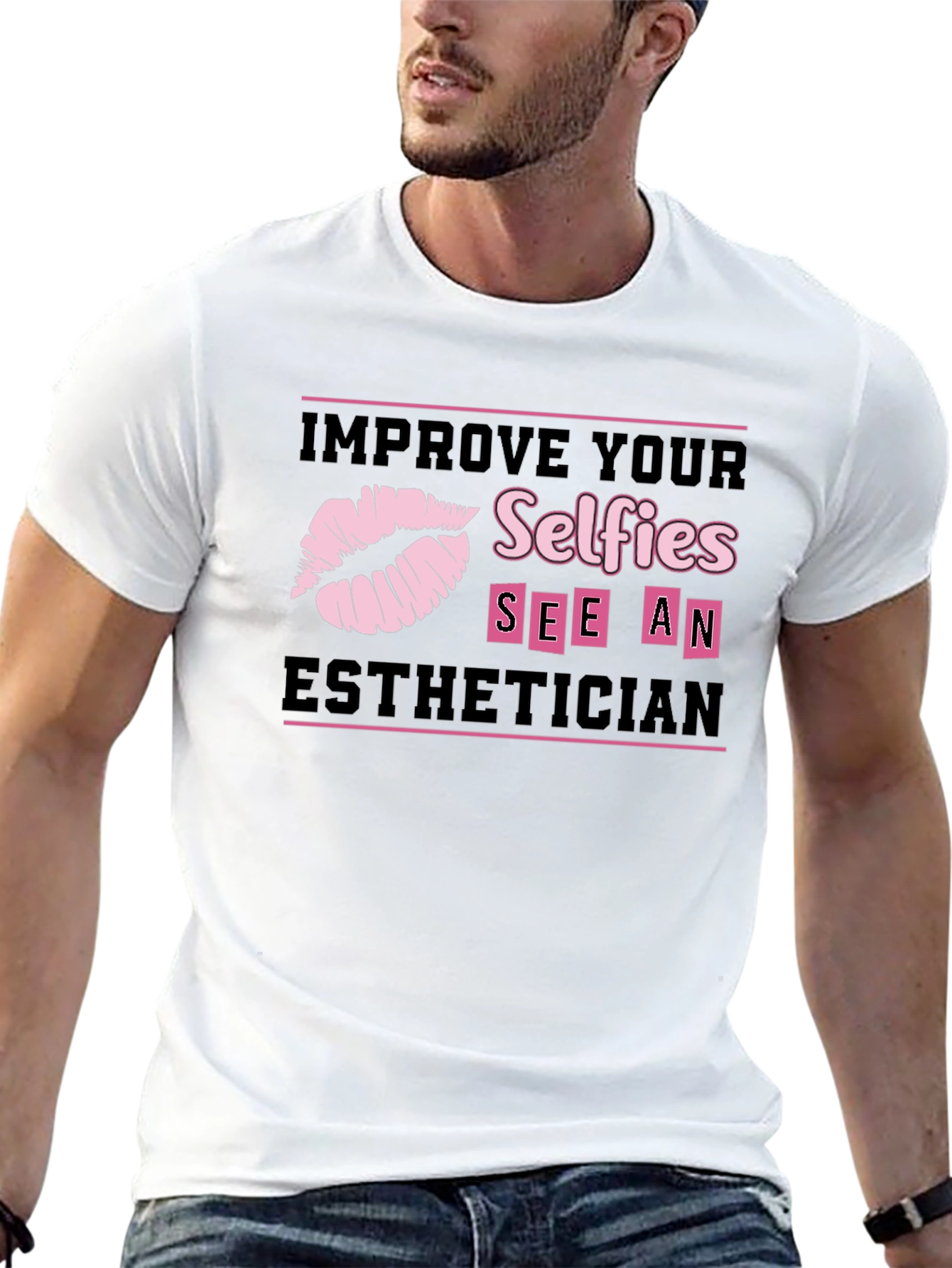 Black Improve Your Selfies Esthetician T-Shirt view 13