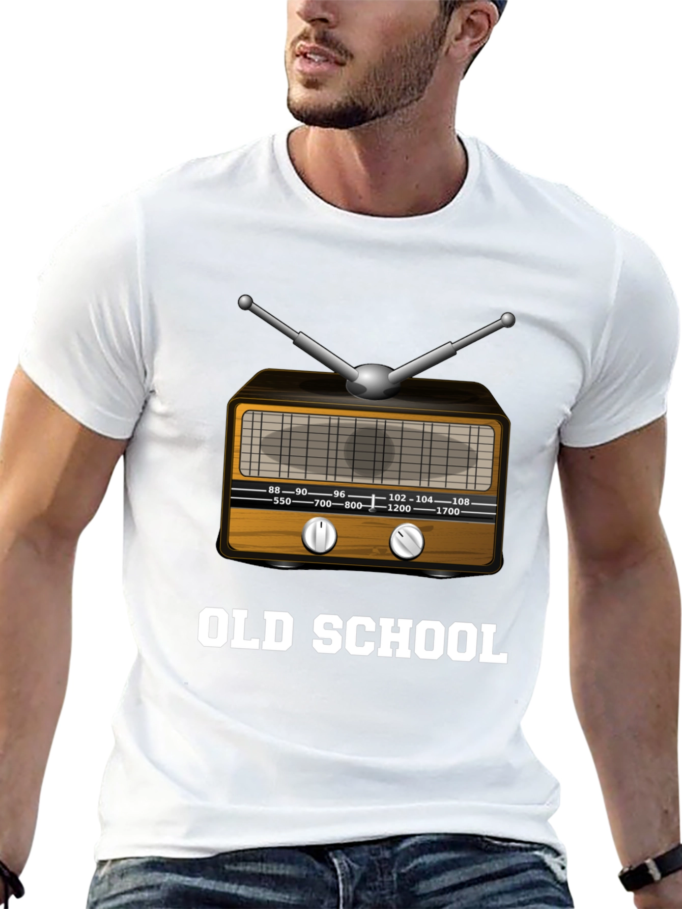 Black Old School Radio Graphic T-Shirt view 13