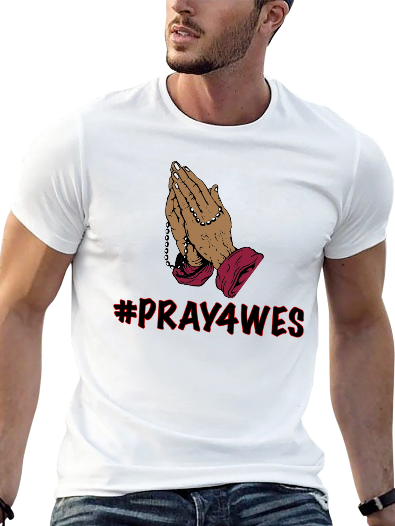 Black Pray4Wes Graphic Tee - Stylish Religious T-Shirt view 13