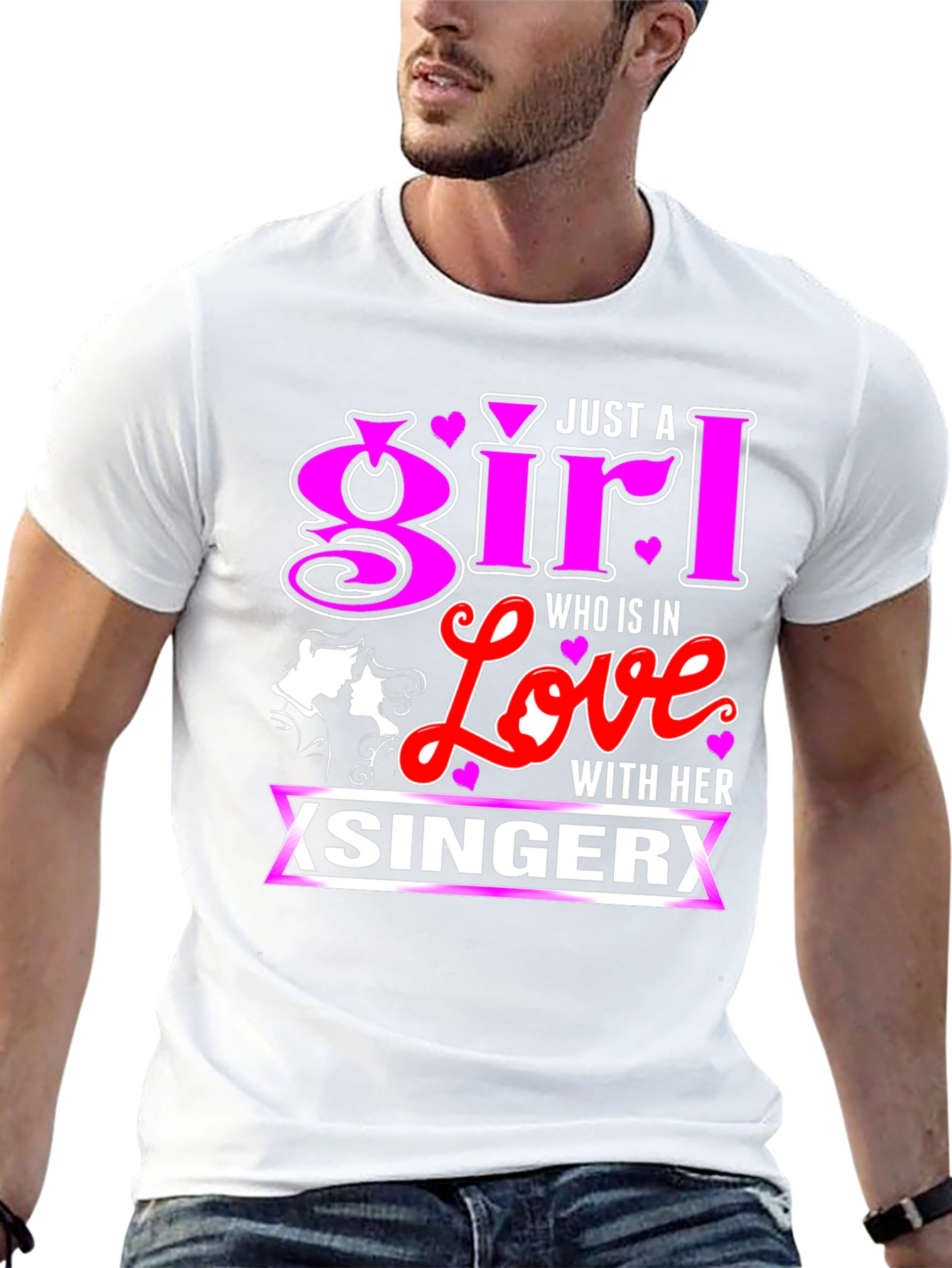 Black Just a Girl in Love with her Singer T-Shirt view 13