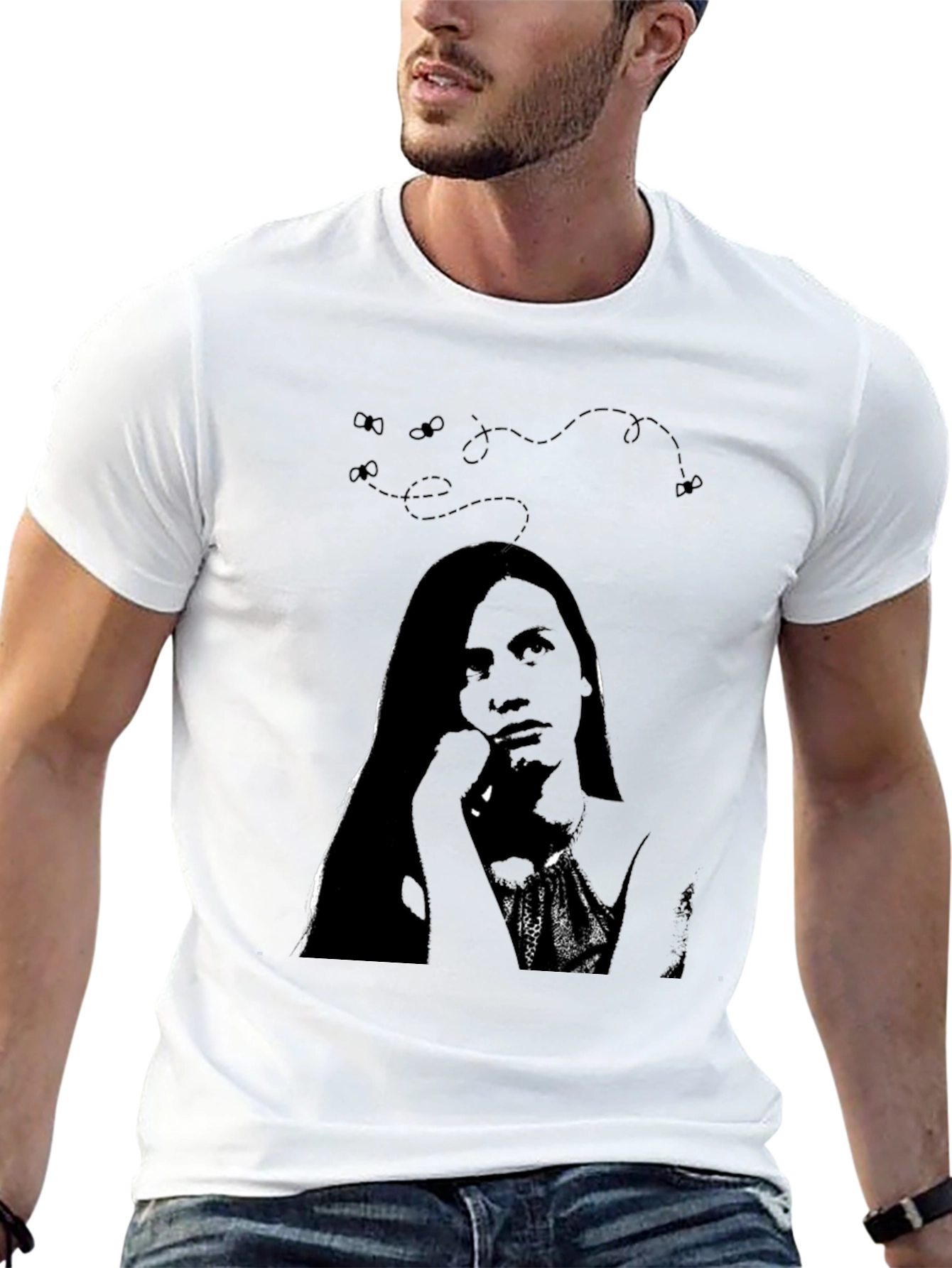 Black Graphic Tee - Woman Portrait Design - 13