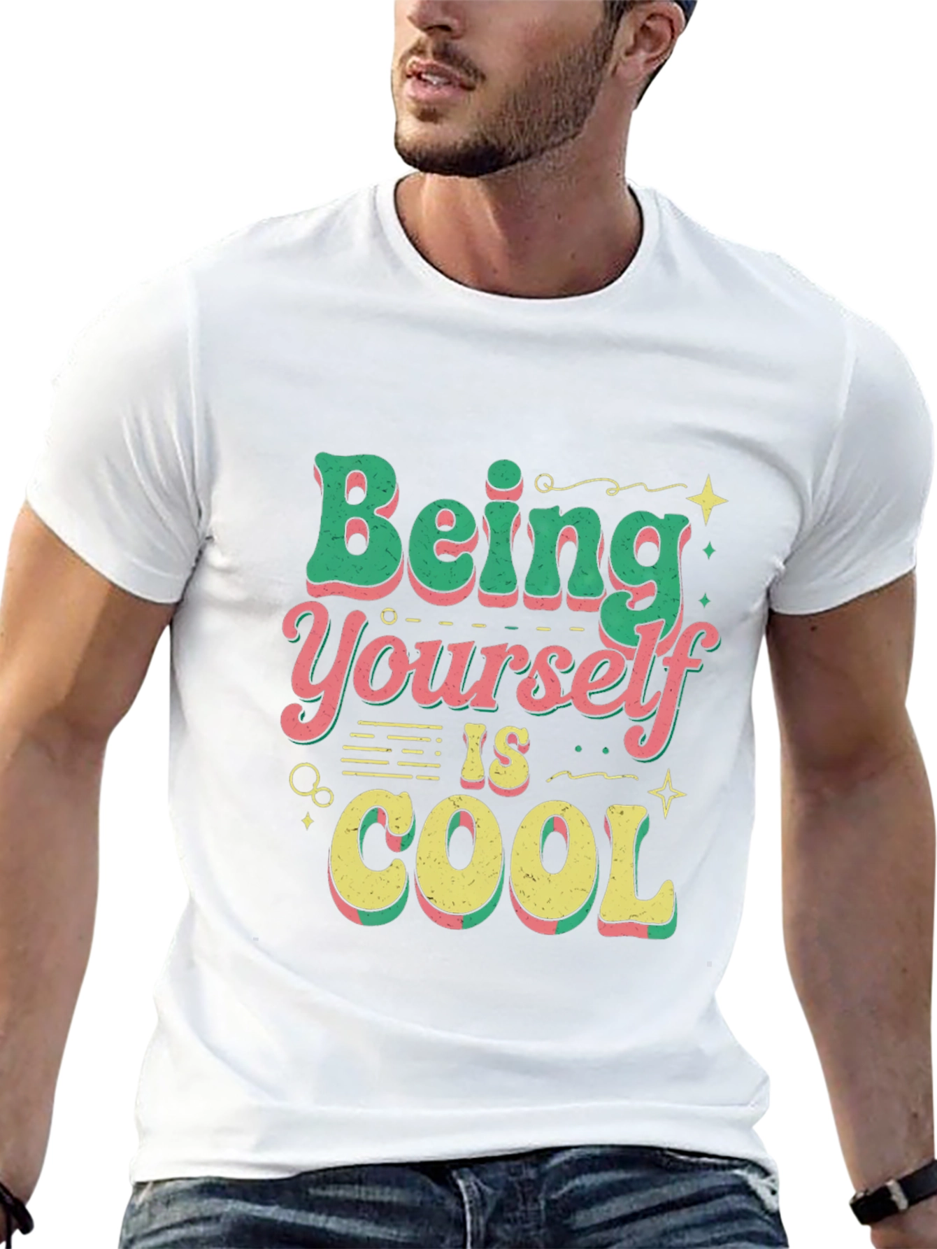 Black Being Yourself is Cool T-Shirt view 13