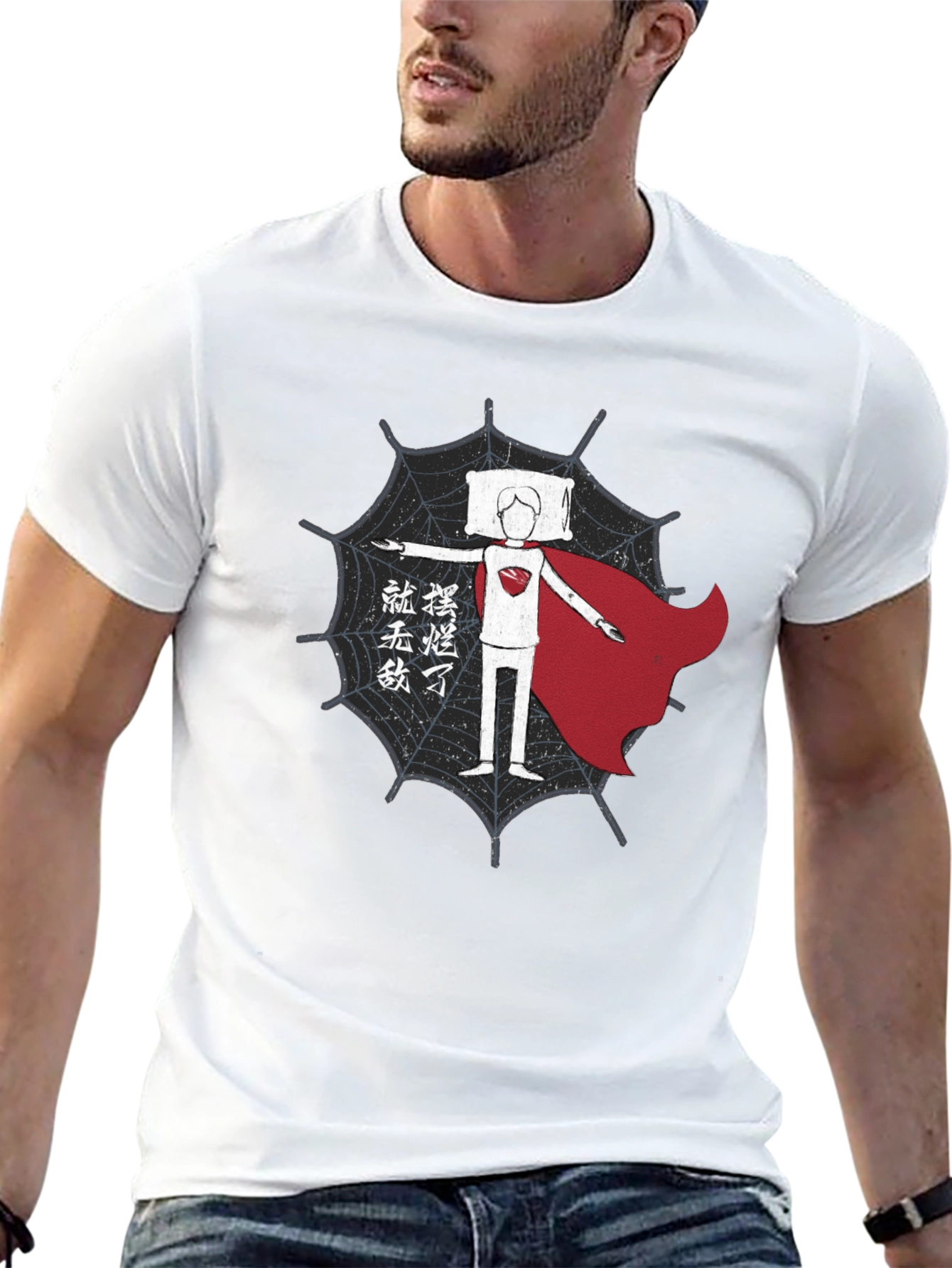 Black Sleepy Superhero T-Shirt - Black Cotton Blend view 13