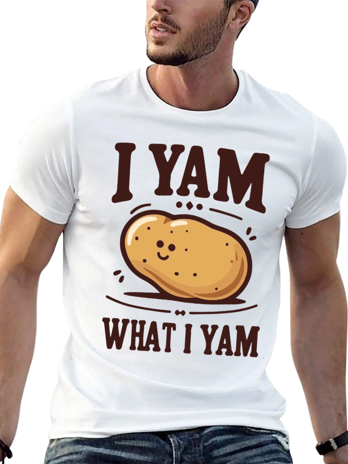 Black I Yam What I Yam Potato T-Shirt - Funny Graphic Tee view 13