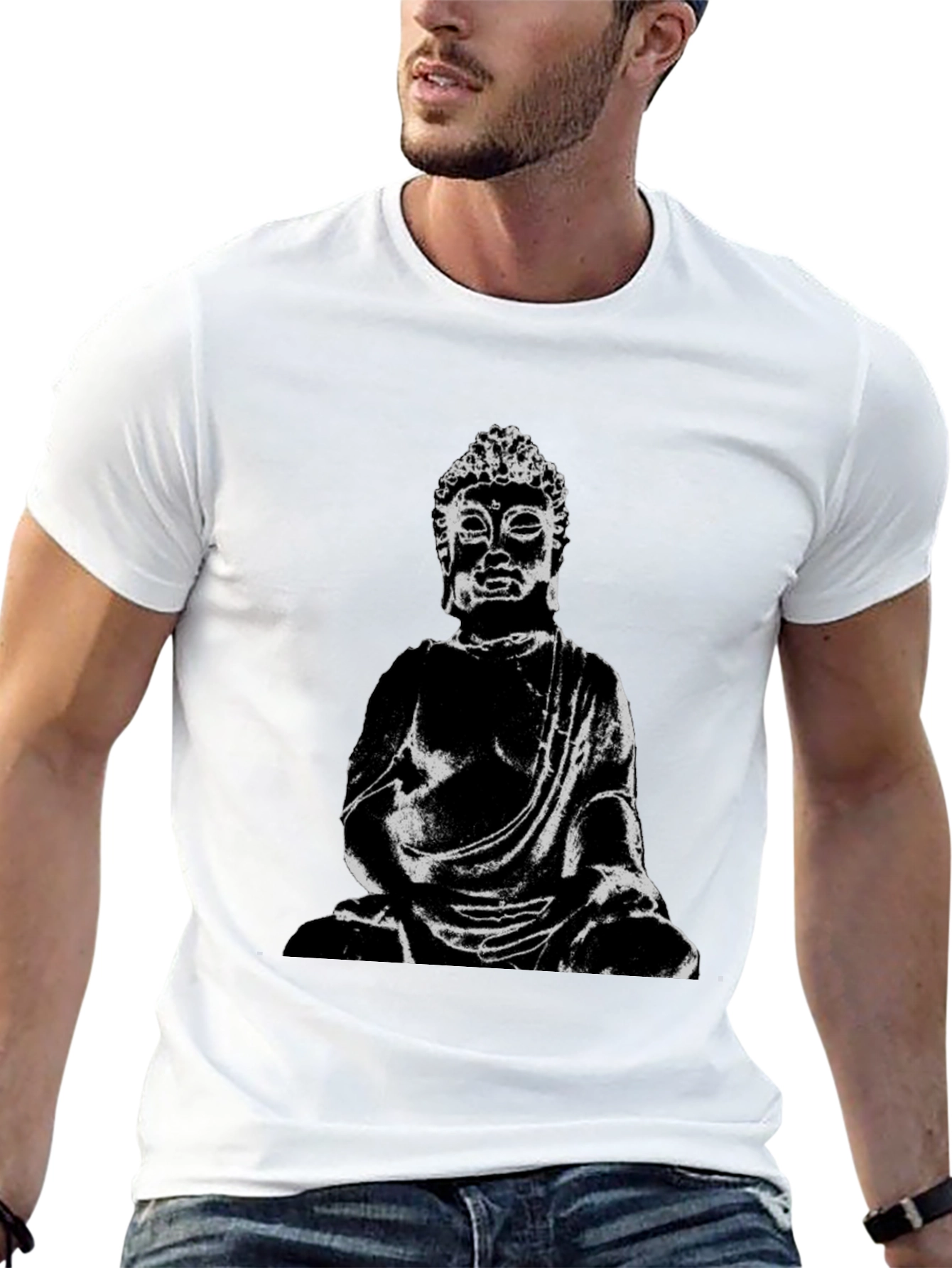 Black Buddha Graphic Print Black T-Shirt view 13