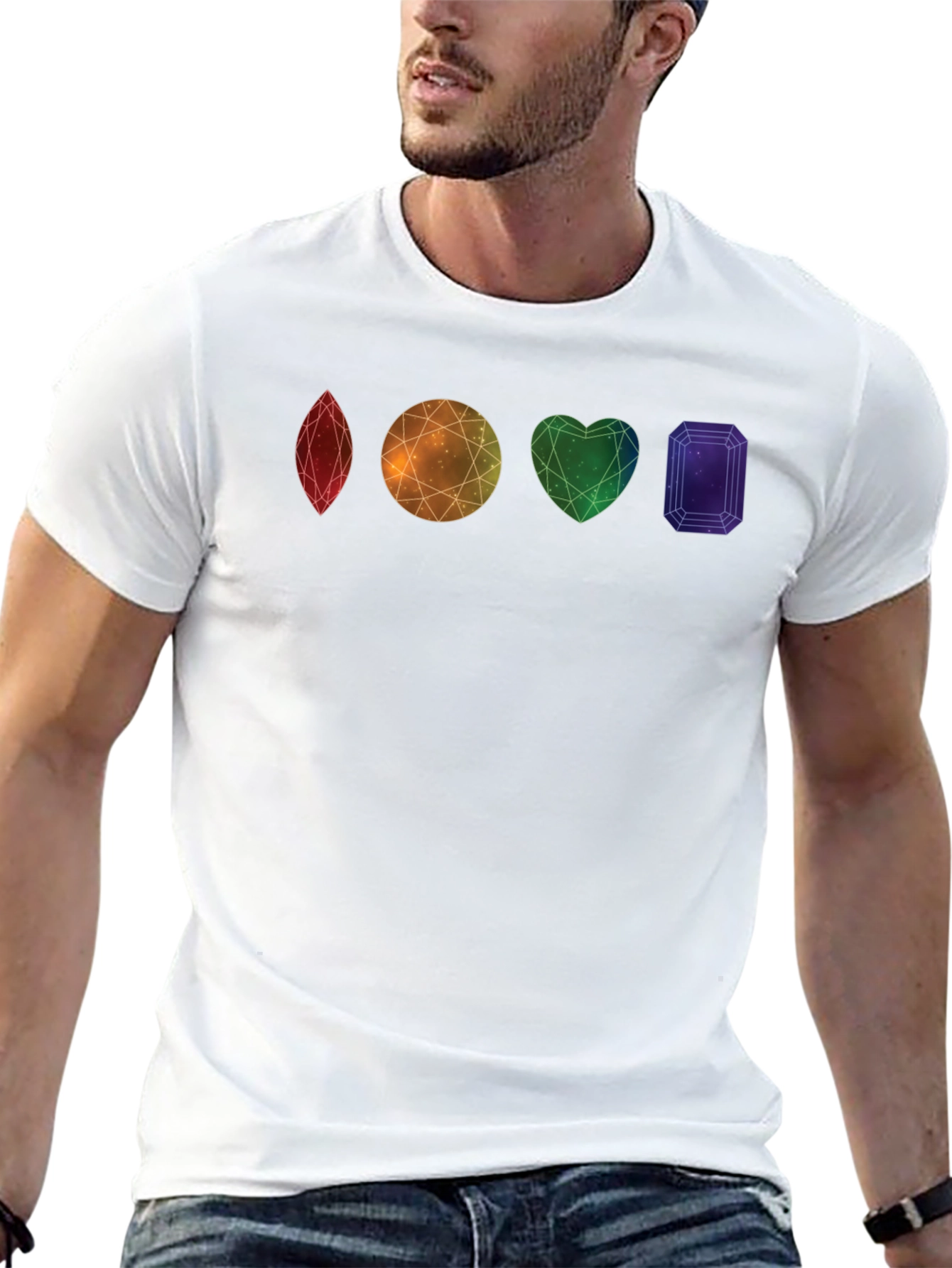 Black Rainbow Gems Graphic T-Shirt - Stylish Pride Apparel view 13
