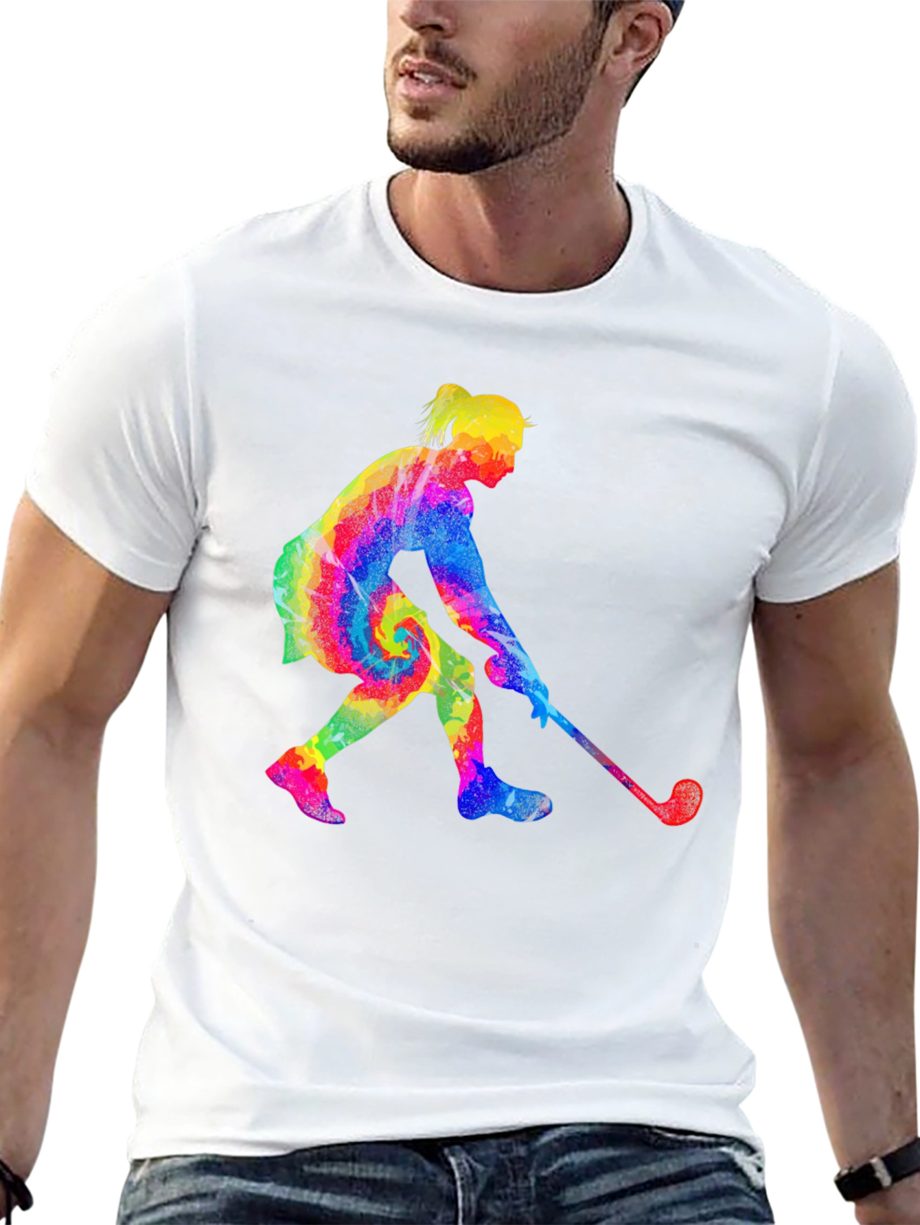 Black Tie-Dye Golfing Woman Black T-Shirt view 13