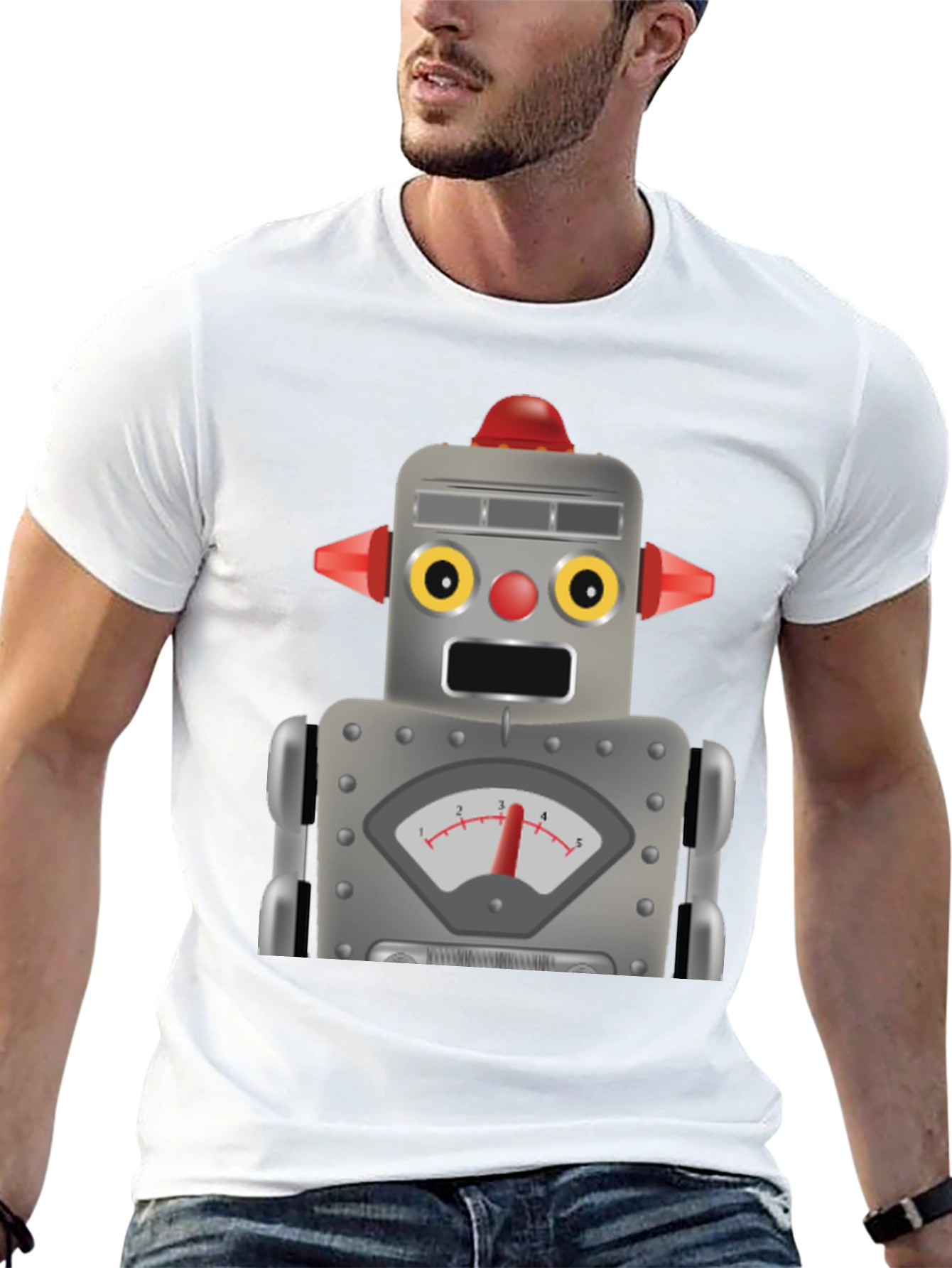 Black Retro Robot Graphic Tee - Fun Geek Style! view 13