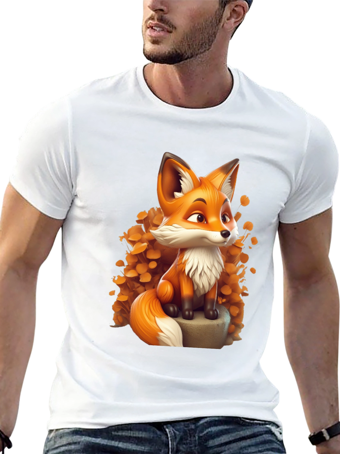 Black Cartoon Fox Graphic Tee - Stylish & Comfortable view 13