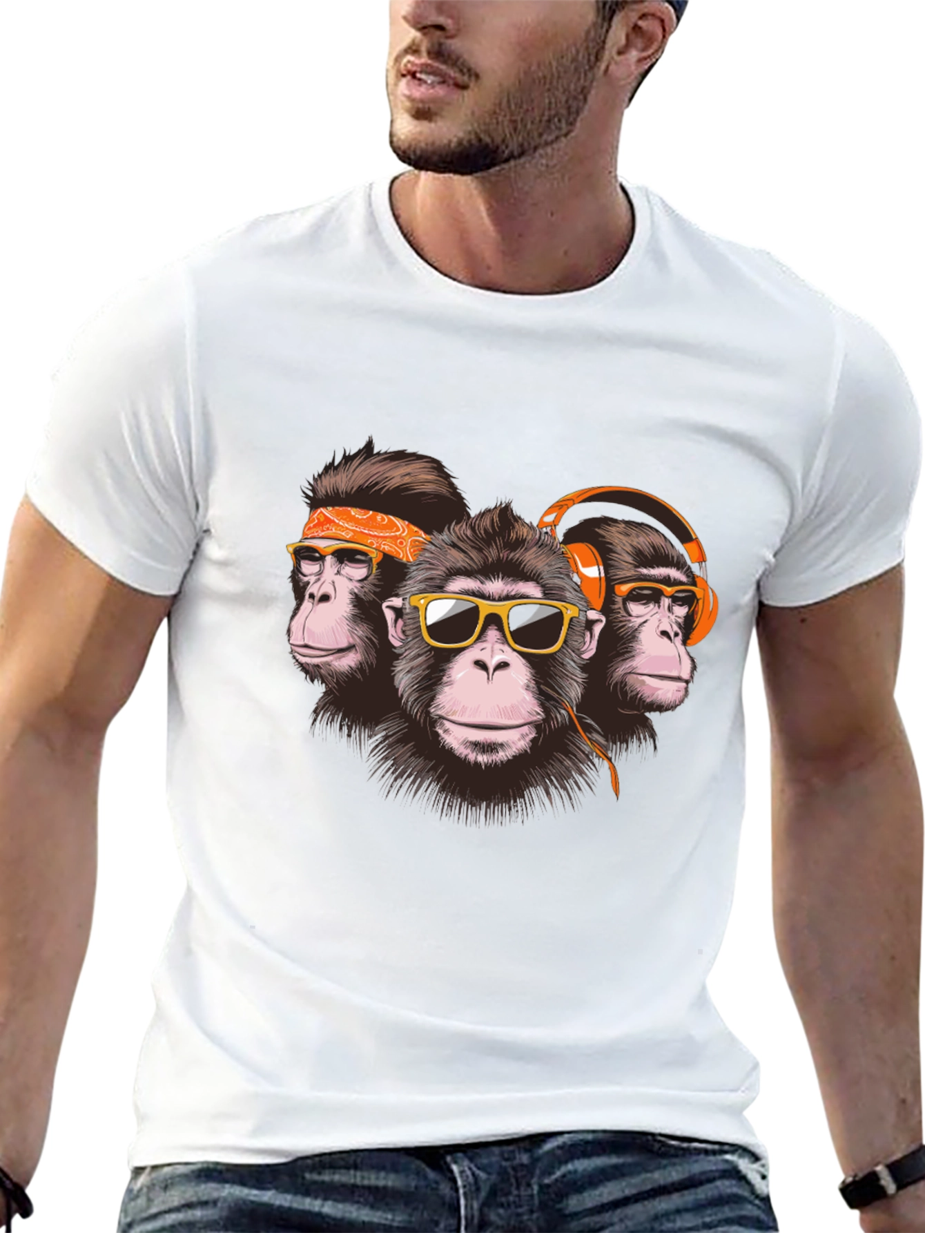 Black Monkey Trio Graphic Tee - Cool & Quirky Design view 13